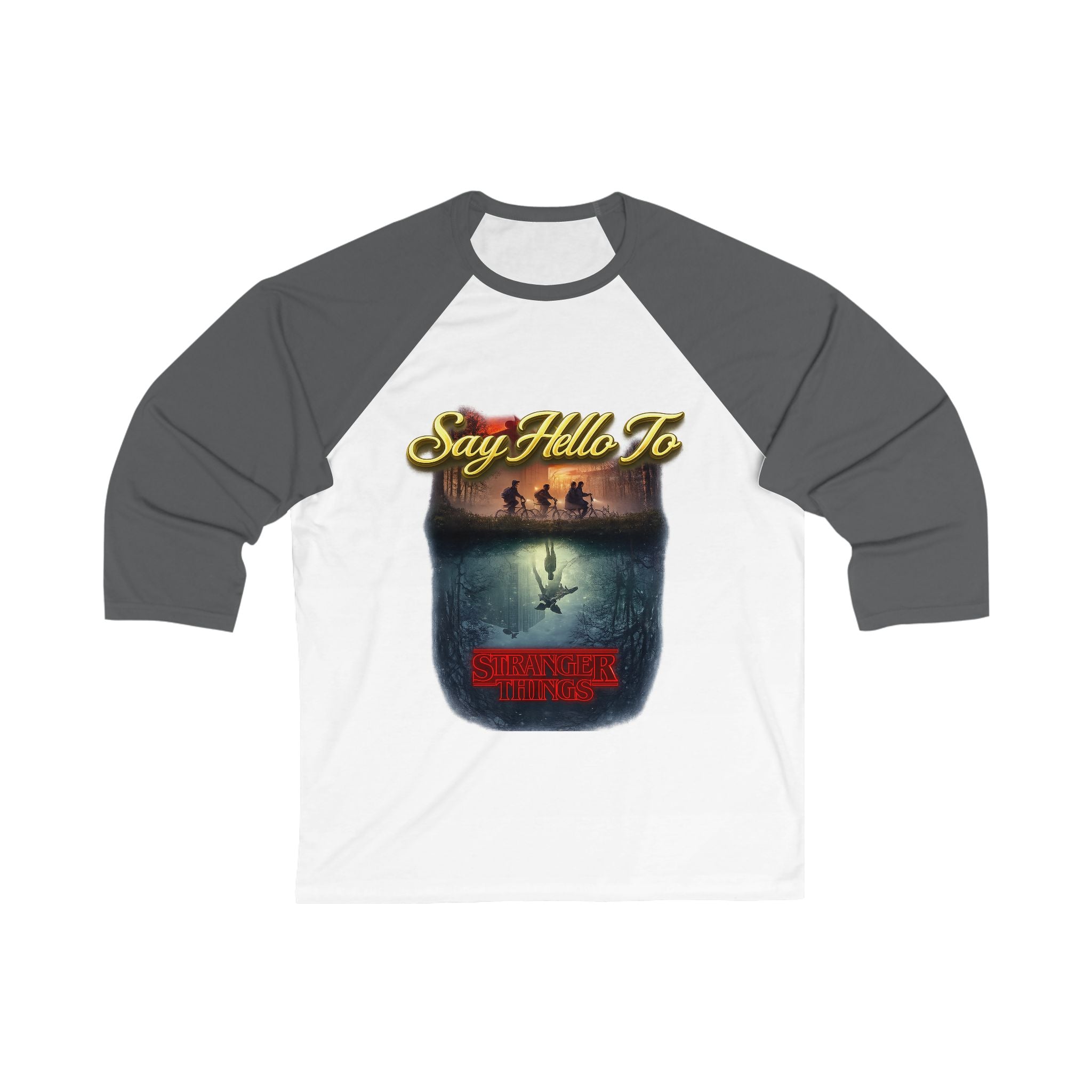 Baseball Tee — "Say Hello To" Stranger Things Inspired Graphic Raglan Printify