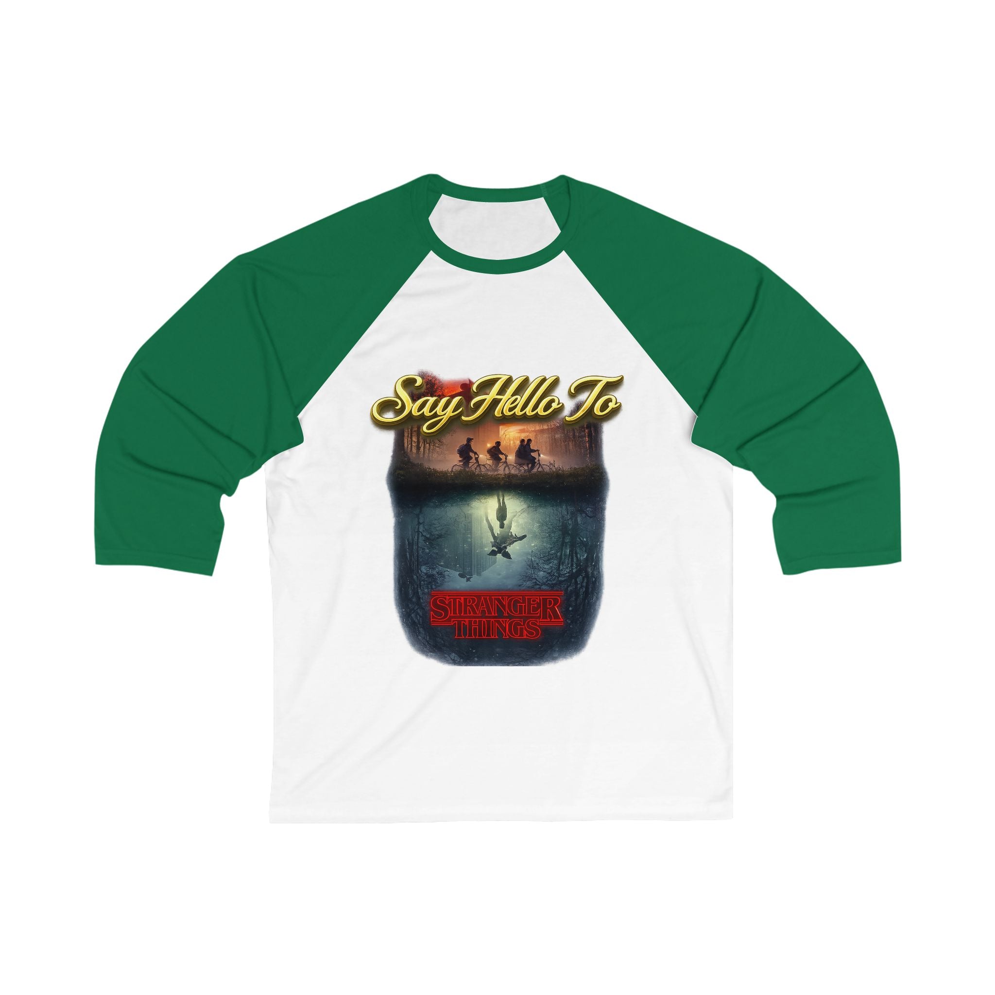 Baseball Tee — "Say Hello To" Stranger Things Inspired Graphic Raglan Printify