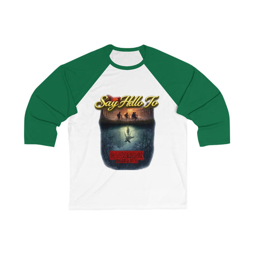 Baseball Tee — "Say Hello To" Stranger Things Inspired Graphic Raglan Printify