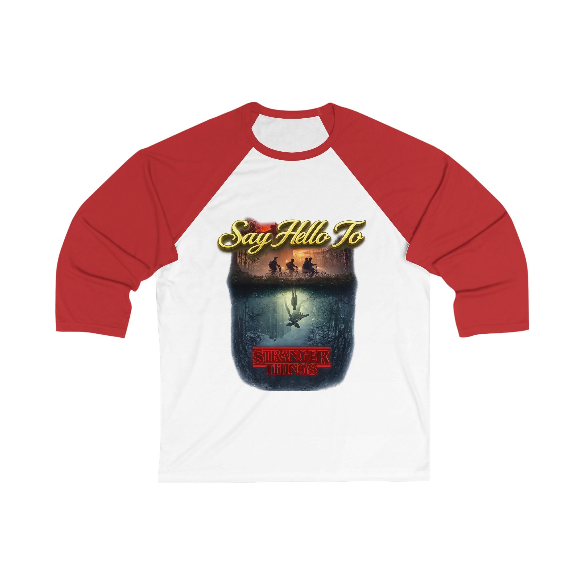 Baseball Tee — "Say Hello To" Stranger Things Inspired Graphic Raglan Printify