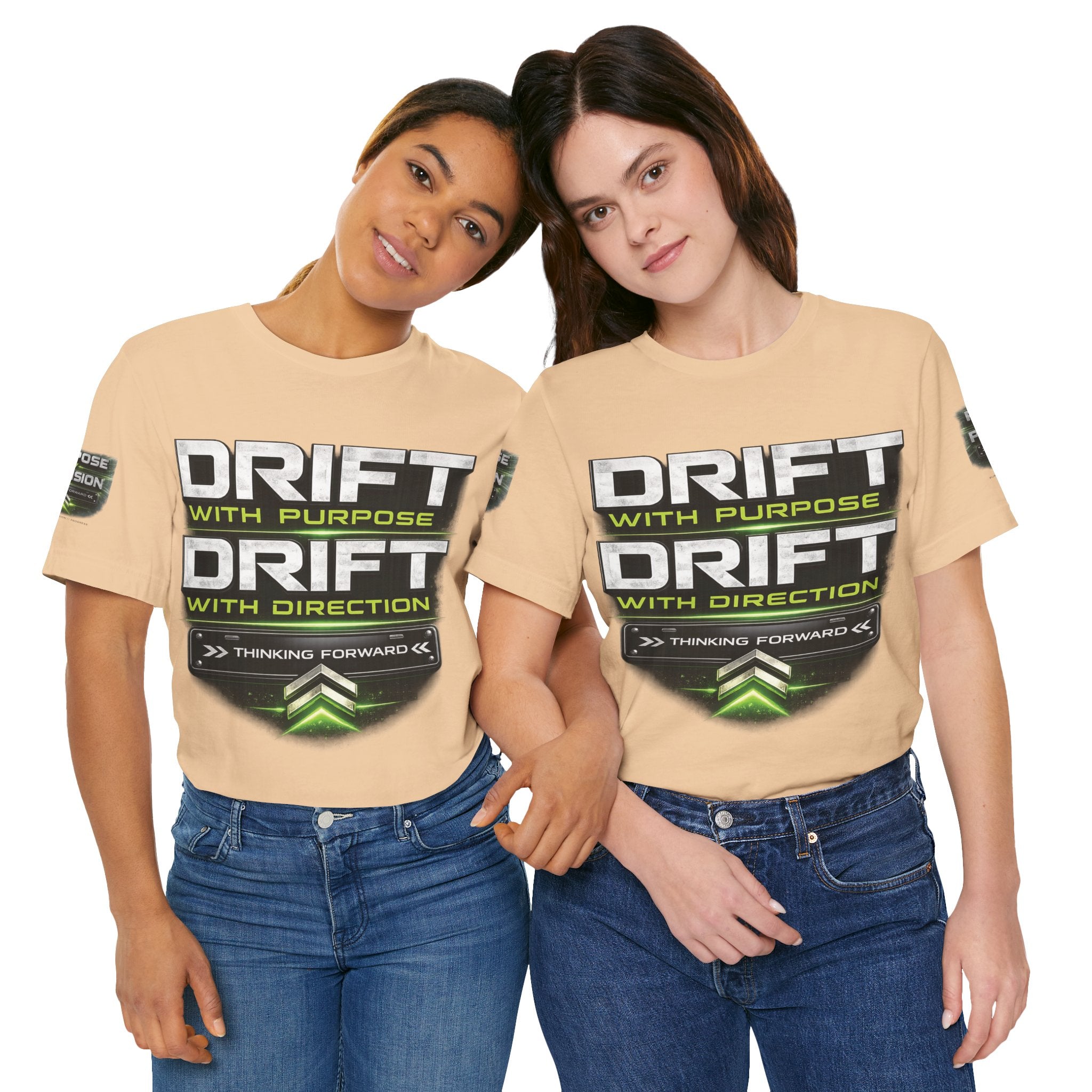 Drift With Direction Graphic Tee — 'Drift with Purpose / Thinking Forward' Racing T-Shirt Printify