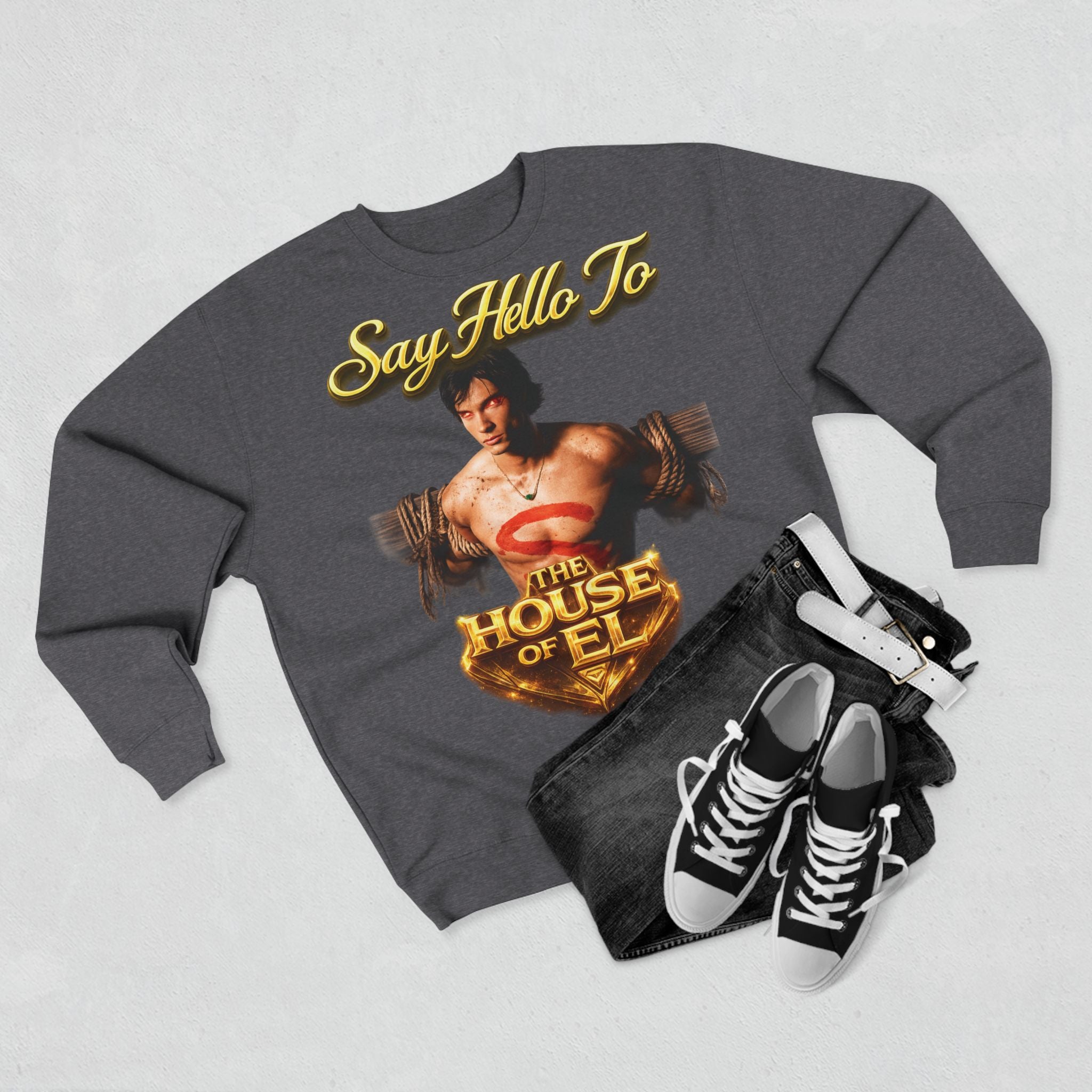 Say Hello To The House of El Sweatshirt – Retro Superman Inspired Crewneck Printify