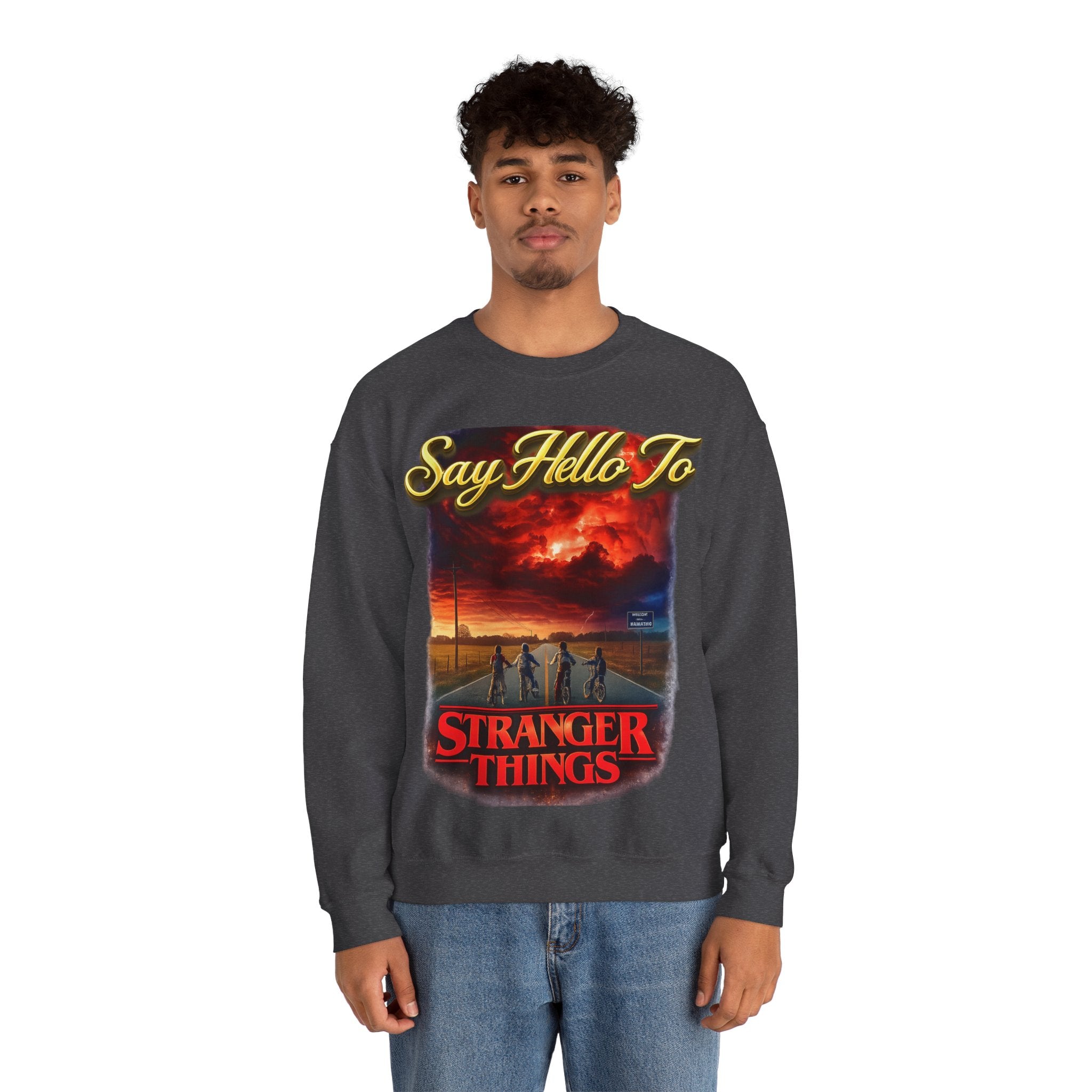 Stranger Things "Say Hello To" Crewneck Sweatshirt Printify