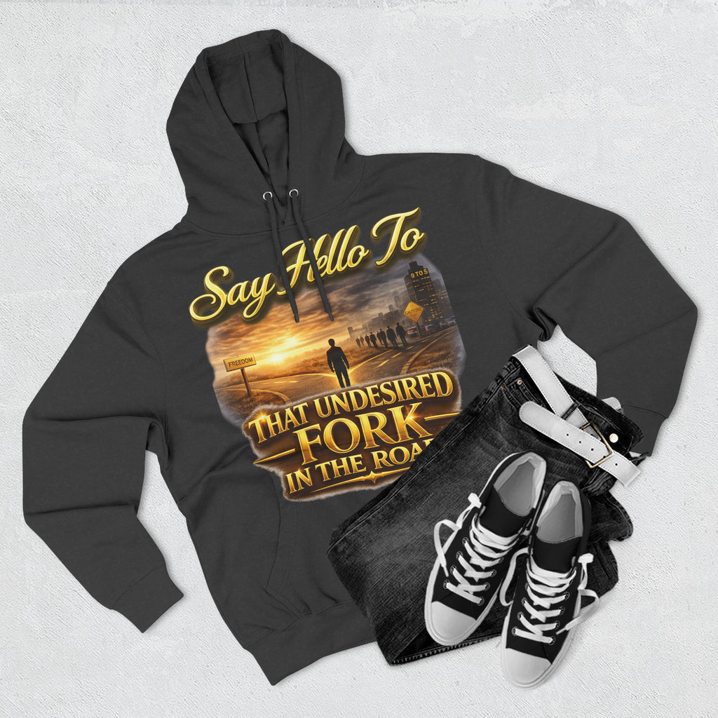 "Say Hello To" That Undesired Fork In The Road Fleece Hoodie Printify
