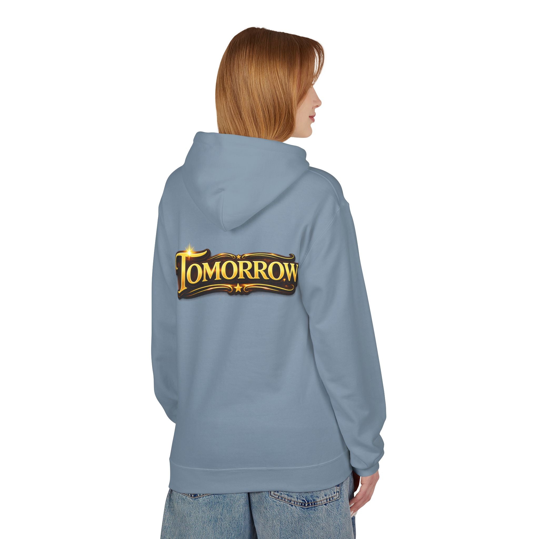 Tomorrow Hoodie — "What's Always Coming But Never Arrives?" Vintage Quote Hoodie Printify