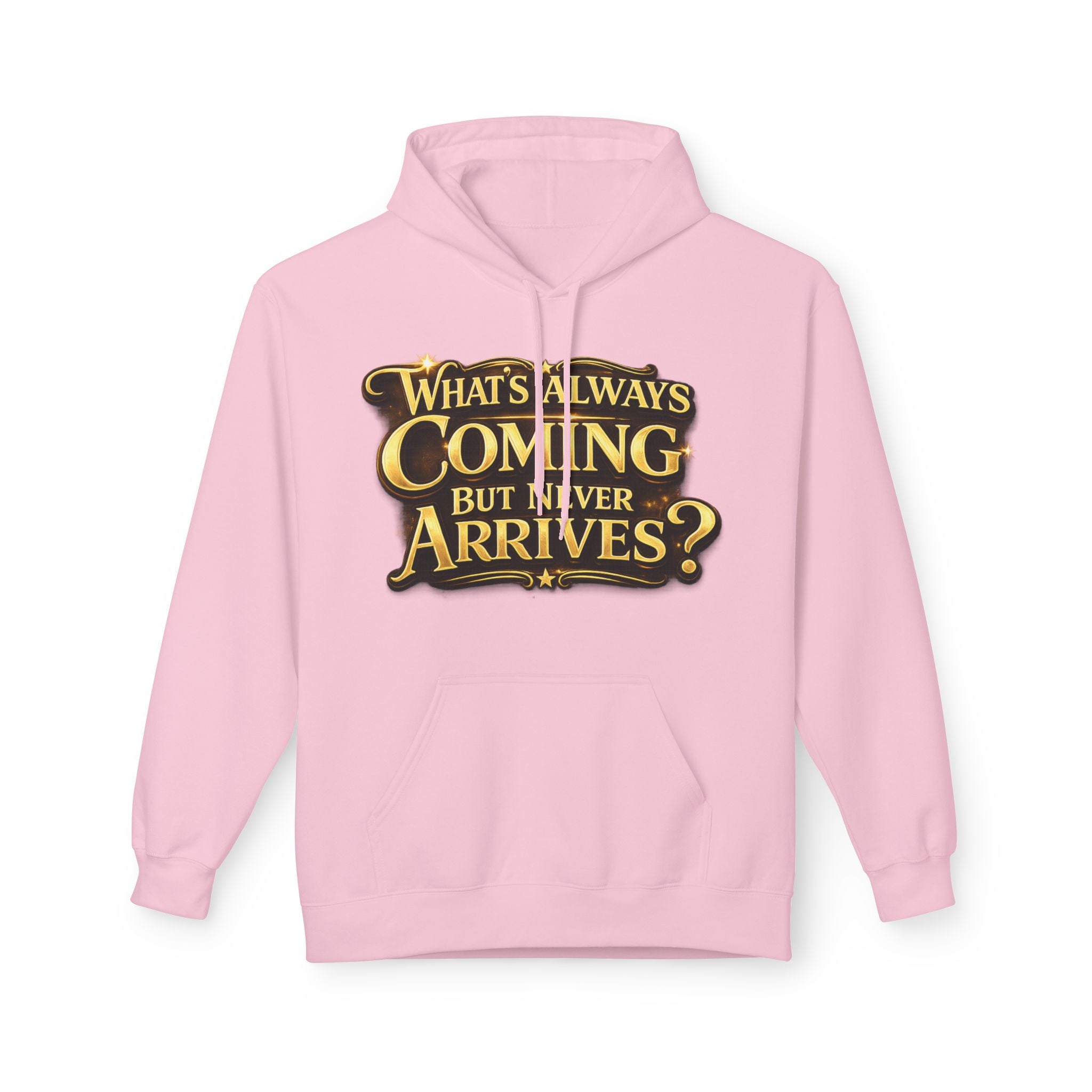 Tomorrow Hoodie — "What's Always Coming But Never Arrives?" Vintage Quote Hoodie Printify