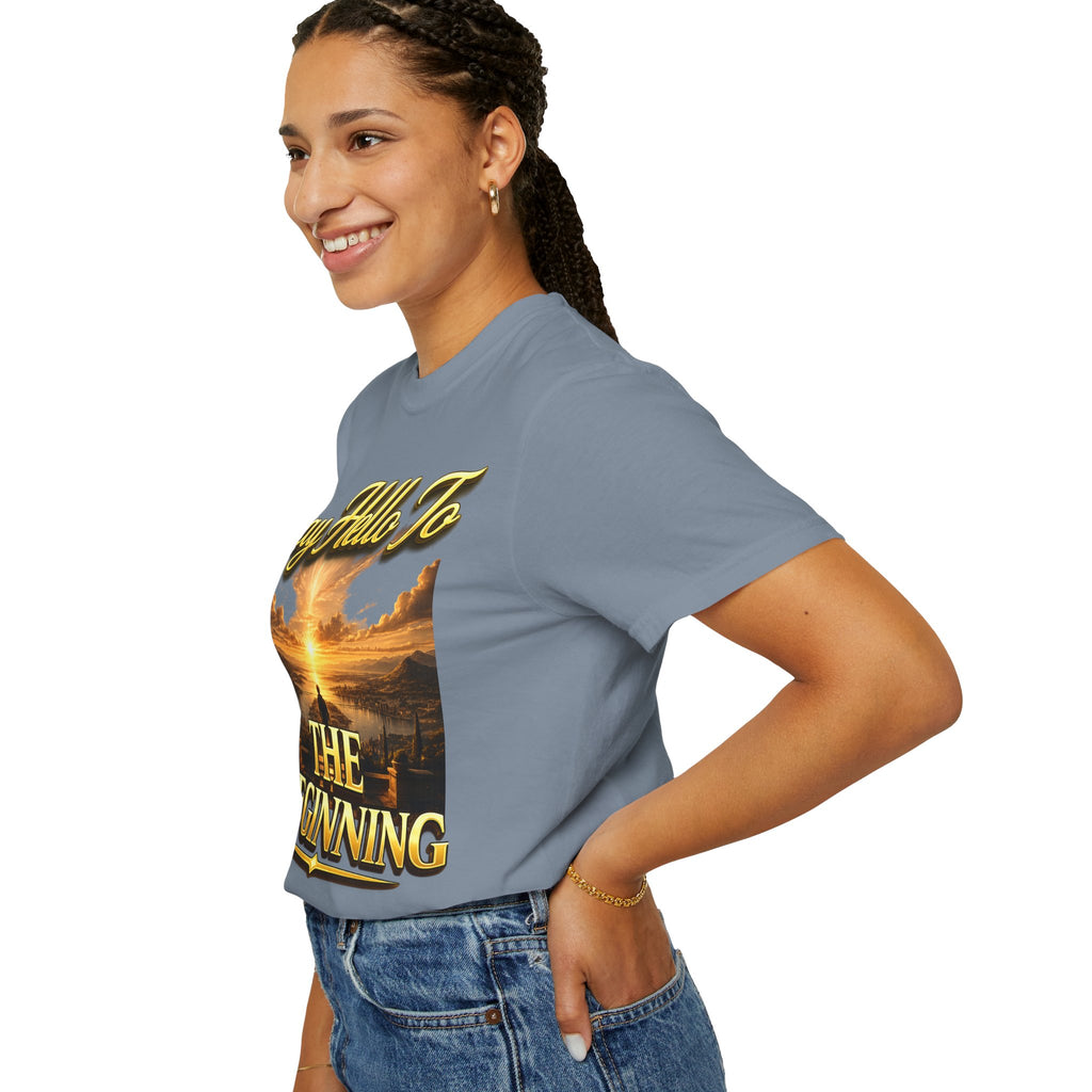 Inspirational 'Say Hello to The Beginning' Sunrise T-Shirt Printify