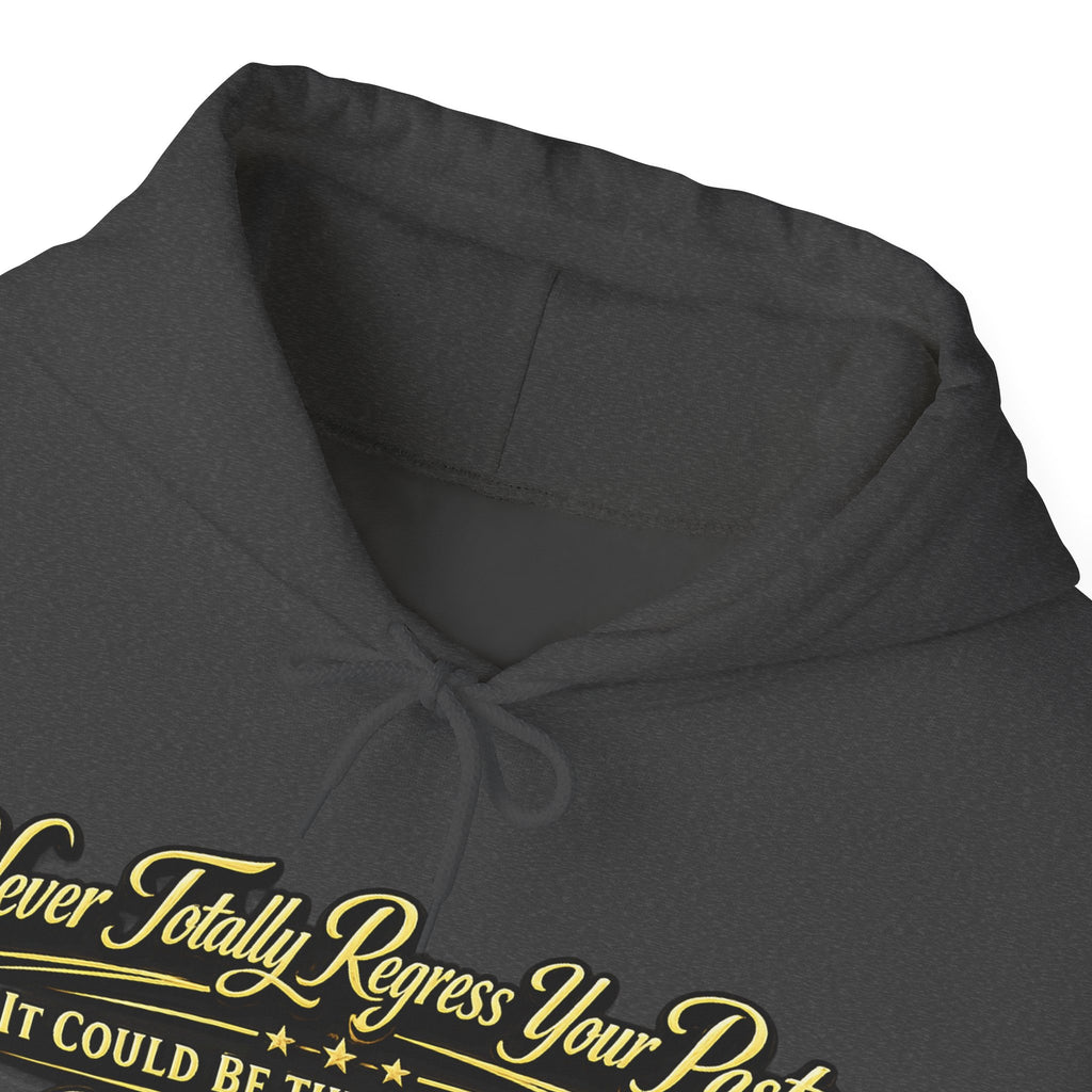 Inspirational Hoodie – “Never Letting Regret Your Past” Motivational City Night Sweatshirt Printify