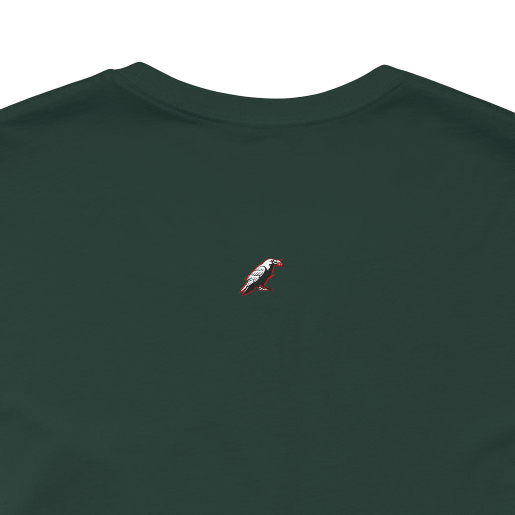 Horror Mask Split Face Tee — "Say Hello To Your Family and Friends" Graphic T-Shirt Printify