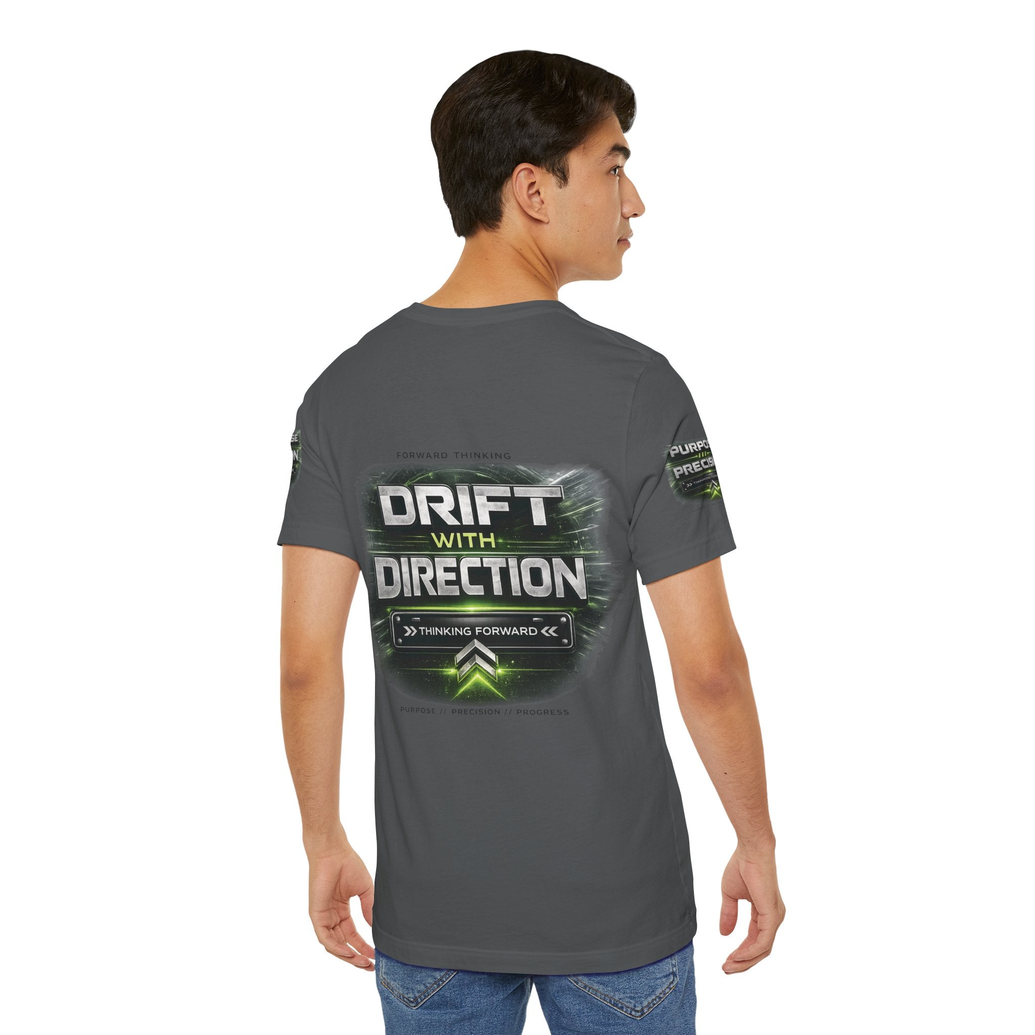 Drift With Direction Graphic Tee — 'Drift with Purpose / Thinking Forward' Racing T-Shirt Printify