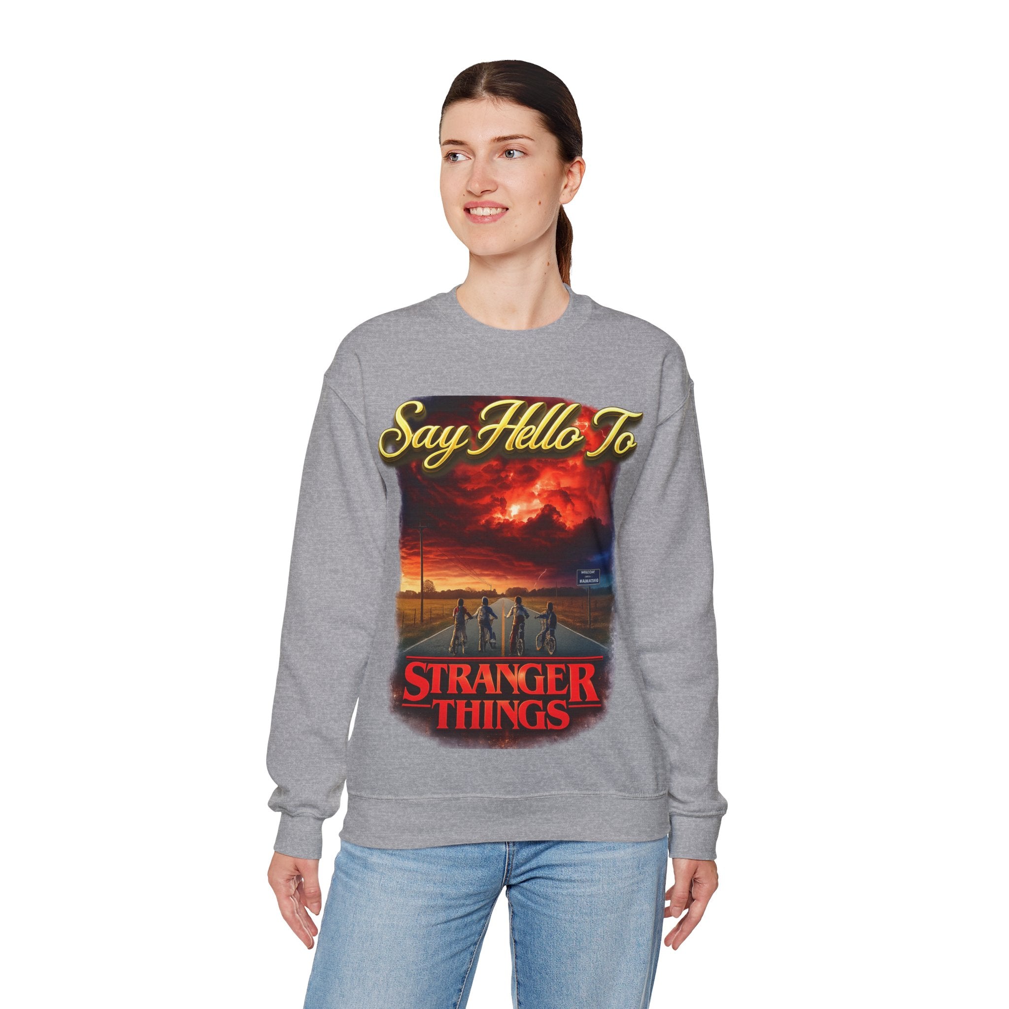 Stranger Things "Say Hello To" Crewneck Sweatshirt Printify