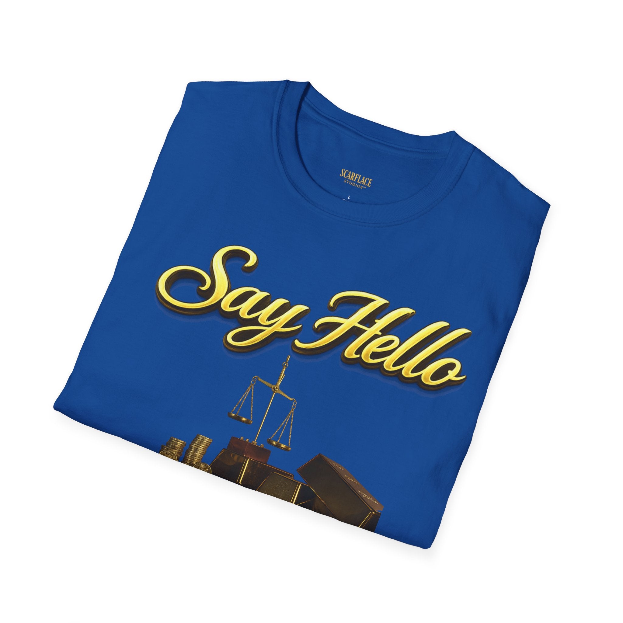 T-Shirt — "Say Hello" Money & Faith Graphic Tee (God's Way You Make Too Much Money) Printify