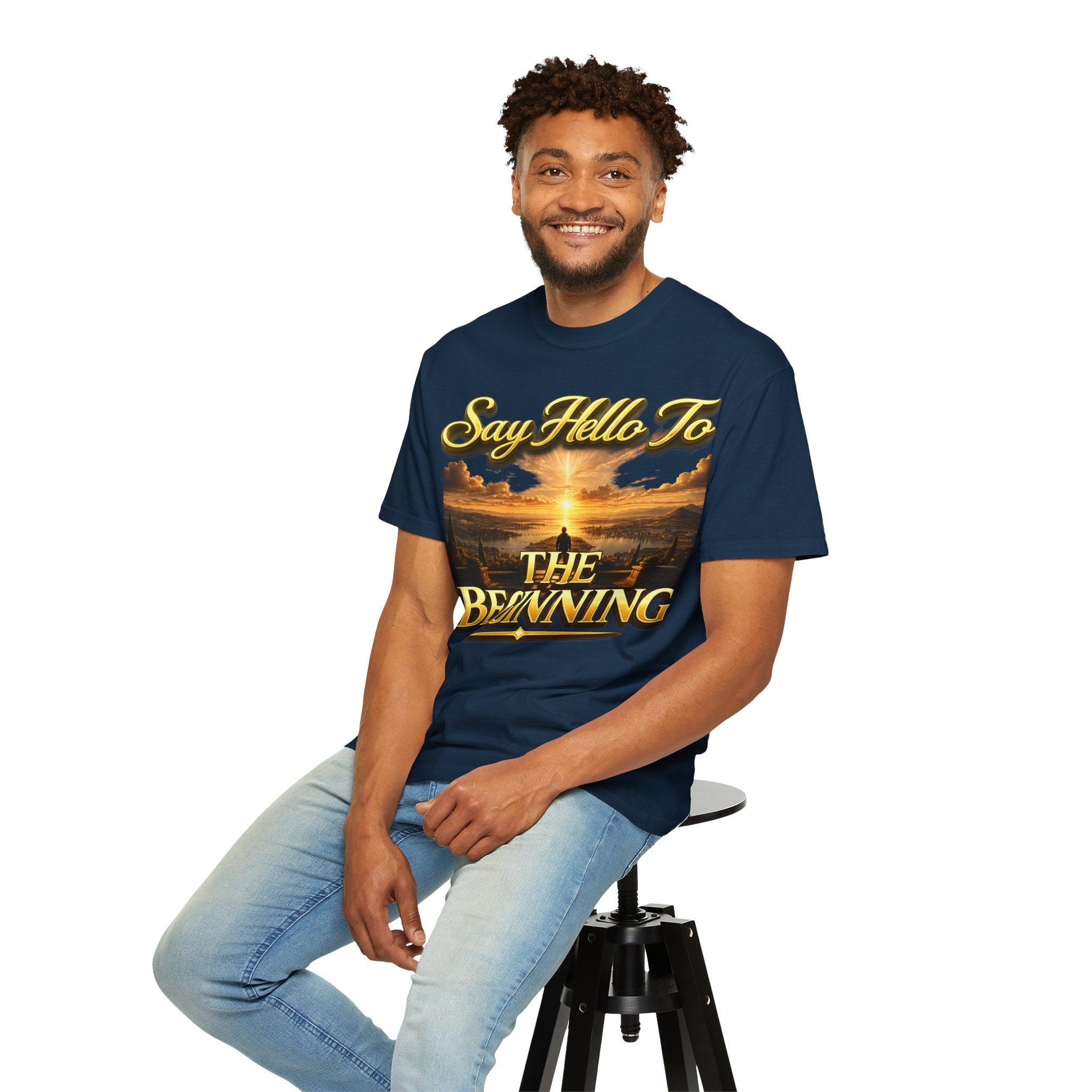 Inspirational 'Say Hello to The Beginning' Sunrise T-Shirt Printify