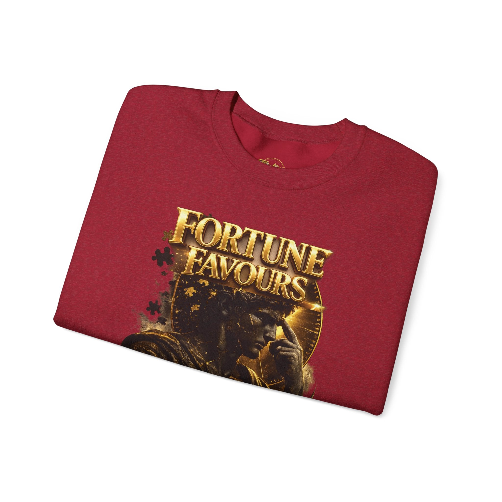 Crewneck Sweatshirt — "Fortune Favors the Prepared Mind" Motivational Design Printify