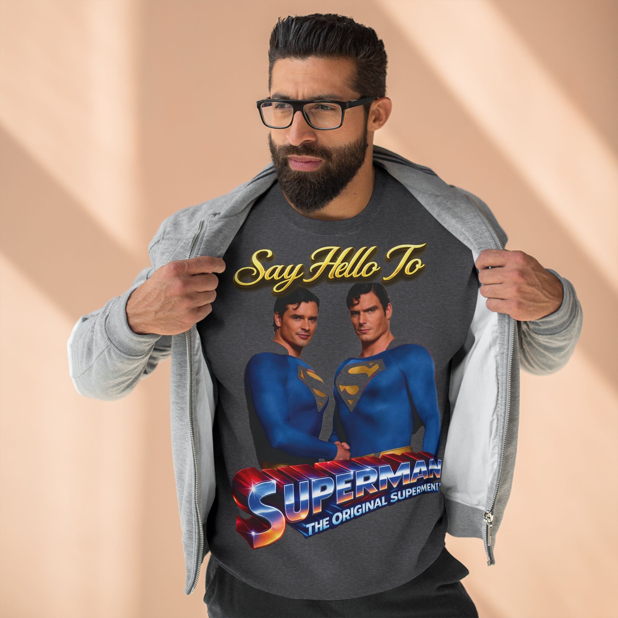 Superman Retro 'Say Hello To' Crewneck Sweatshirt Printify