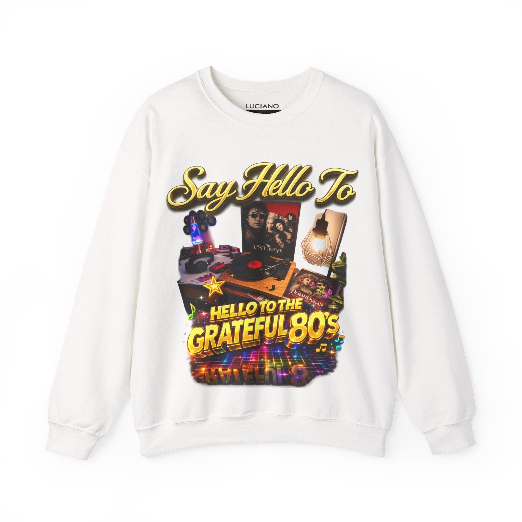 Grateful 80s Crewneck Sweatshirt — “say hello to the grateful 80's” Retro Vibe Printify