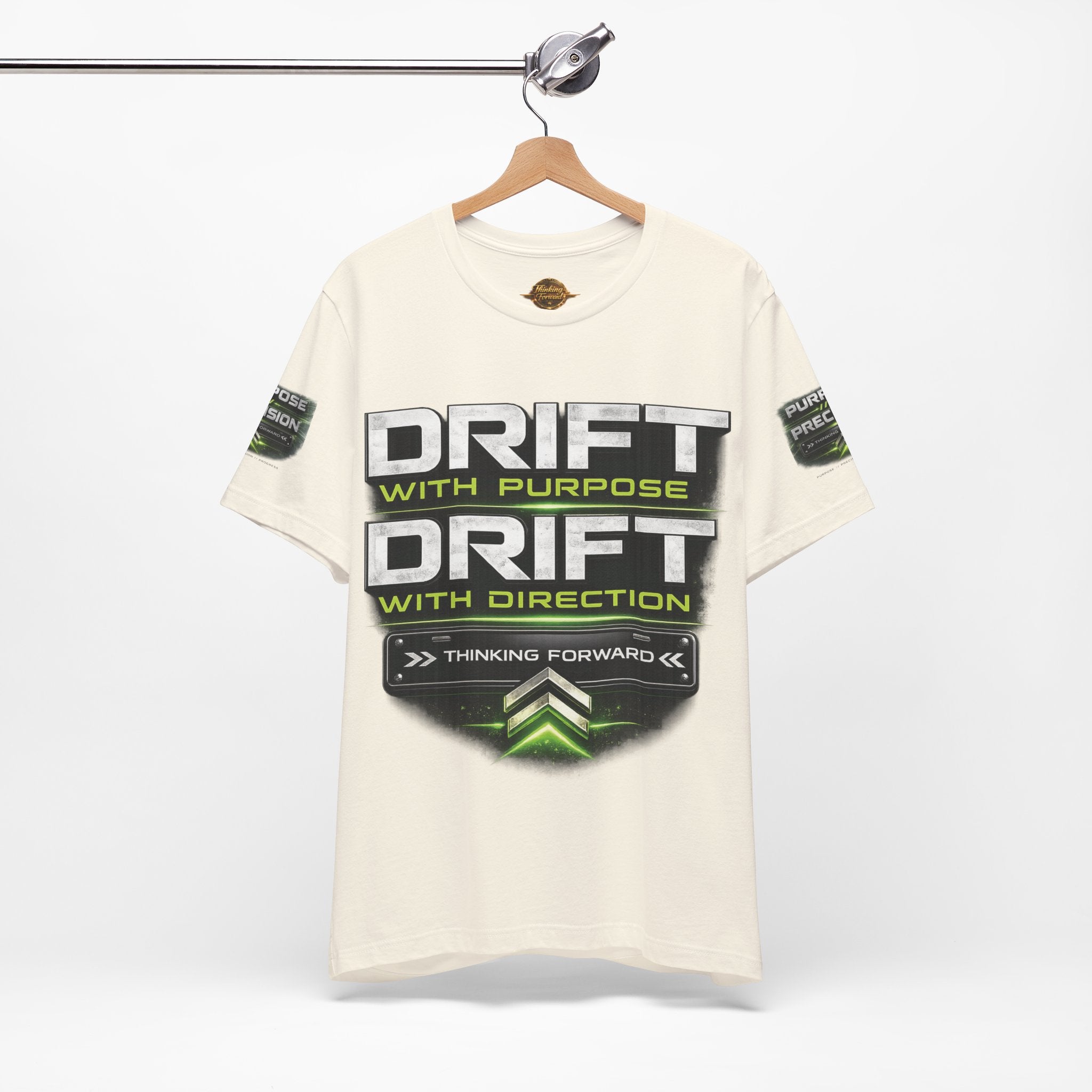 Drift With Direction Graphic Tee — 'Drift with Purpose / Thinking Forward' Racing T-Shirt Printify