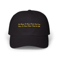 Gold Script "Dad" Cap — Minimal White Baseball Hat Printify