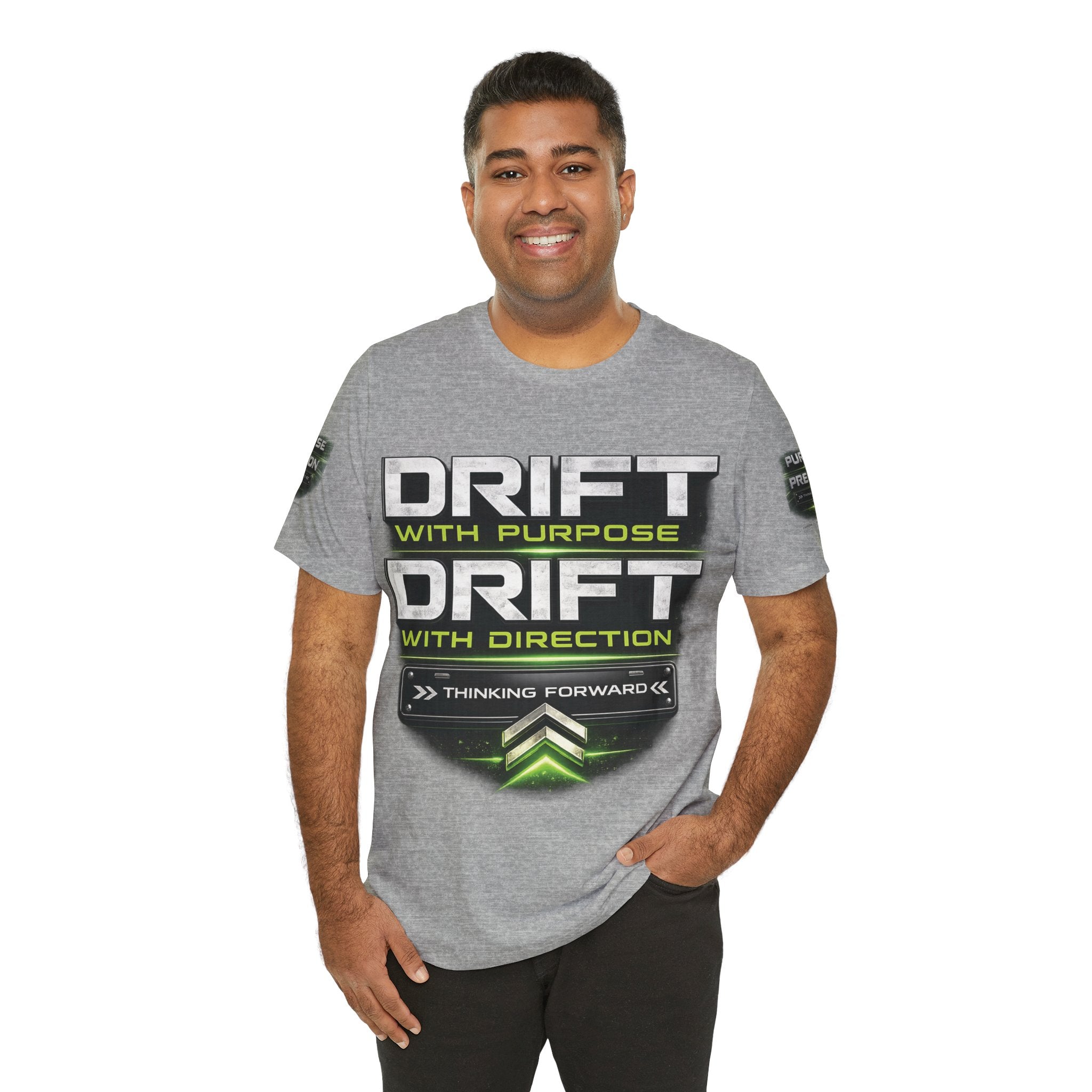 Drift With Direction Graphic Tee — 'Drift with Purpose / Thinking Forward' Racing T-Shirt Printify