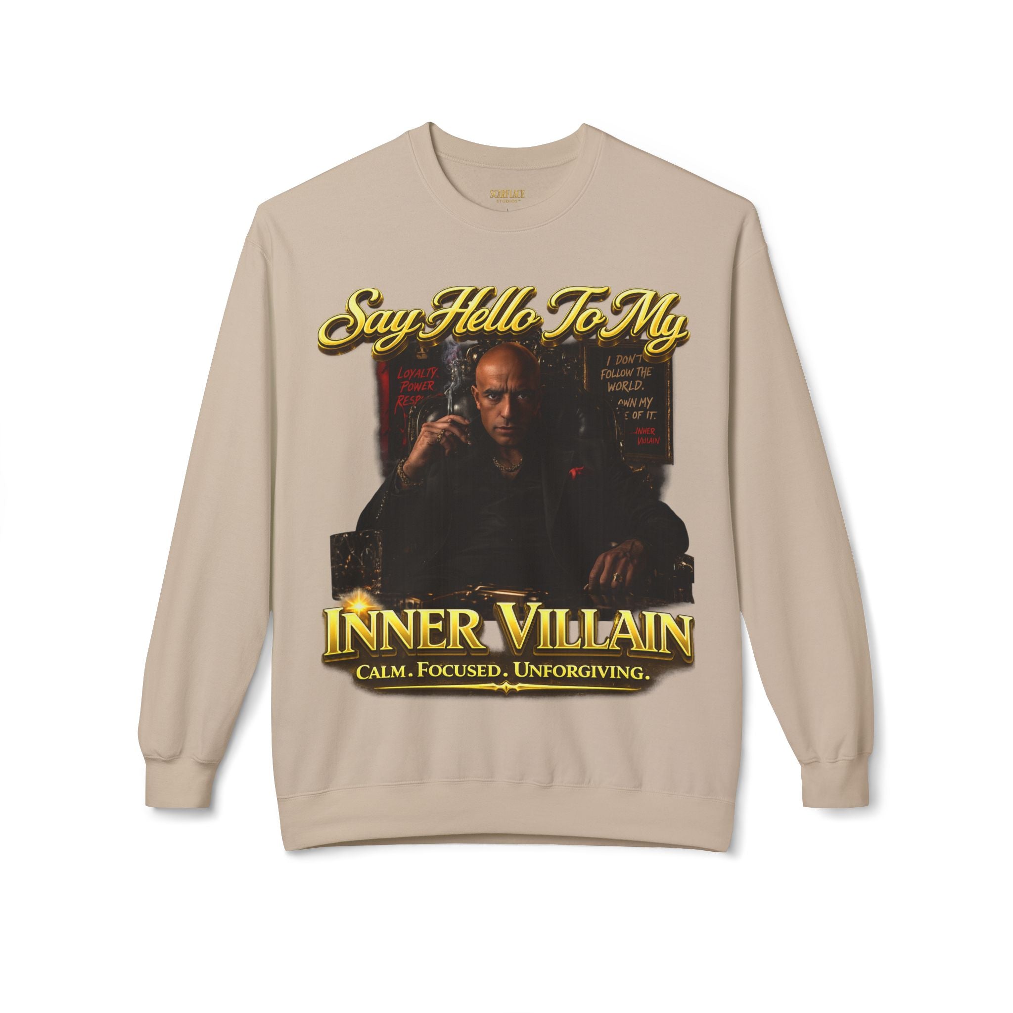 Inner Villain Crewneck Sweatshirt — "Say Hello To My Inner Villain" Graphic Printify