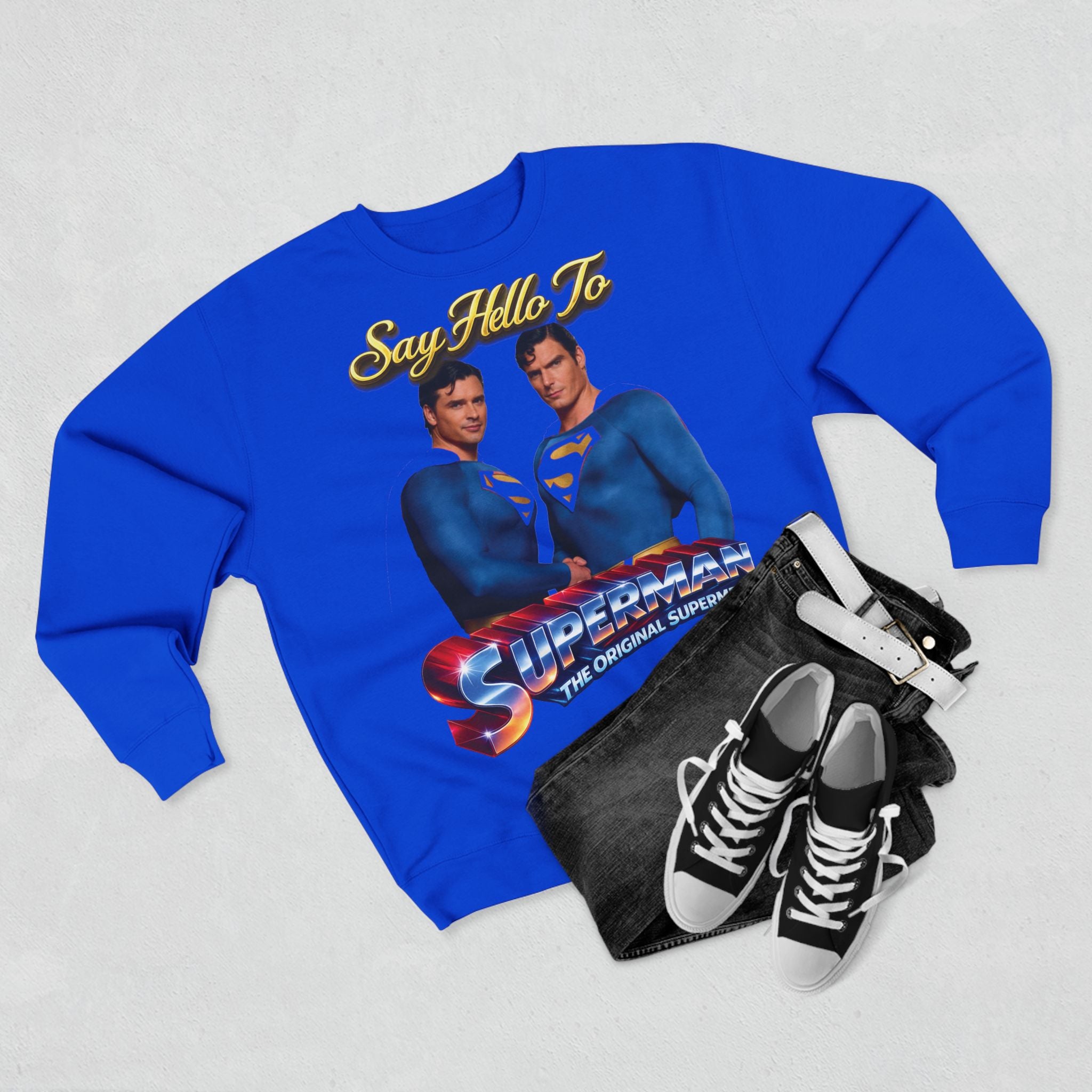 Superman Retro 'Say Hello To' Crewneck Sweatshirt Printify