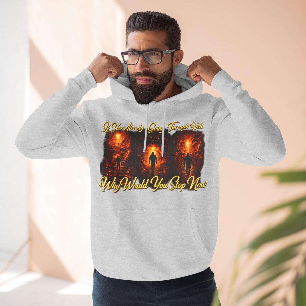 Three-Panel Inspirational Hoodie — "I Was Awakened..." Spiritual Graphic Pullover Printify