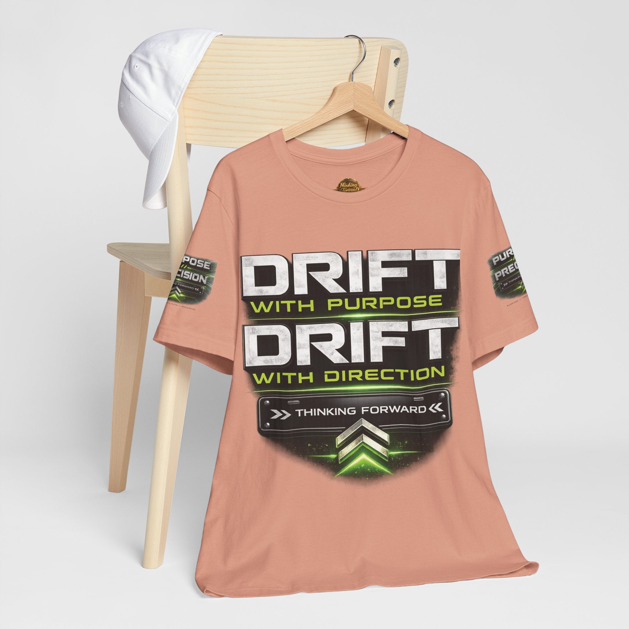 Drift With Direction Graphic Tee — 'Drift with Purpose / Thinking Forward' Racing T-Shirt Printify