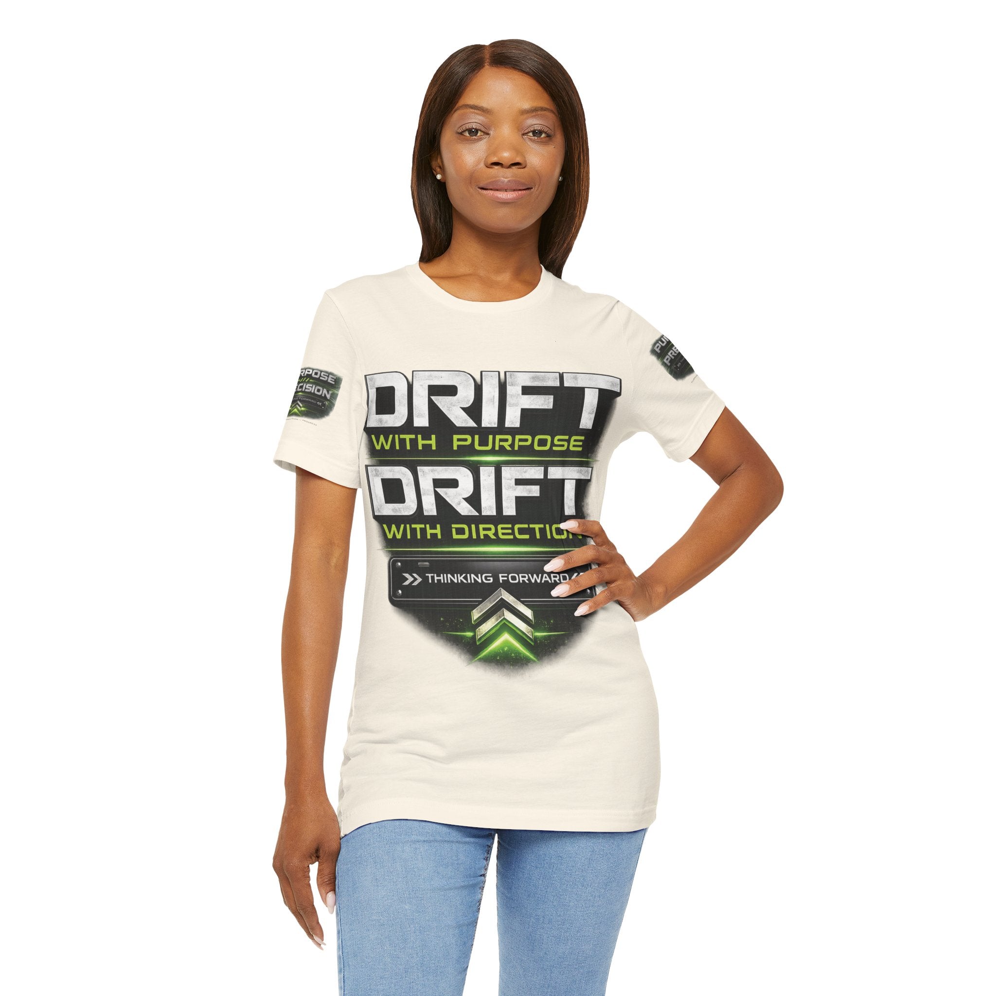Drift With Direction Graphic Tee — 'Drift with Purpose / Thinking Forward' Racing T-Shirt Printify