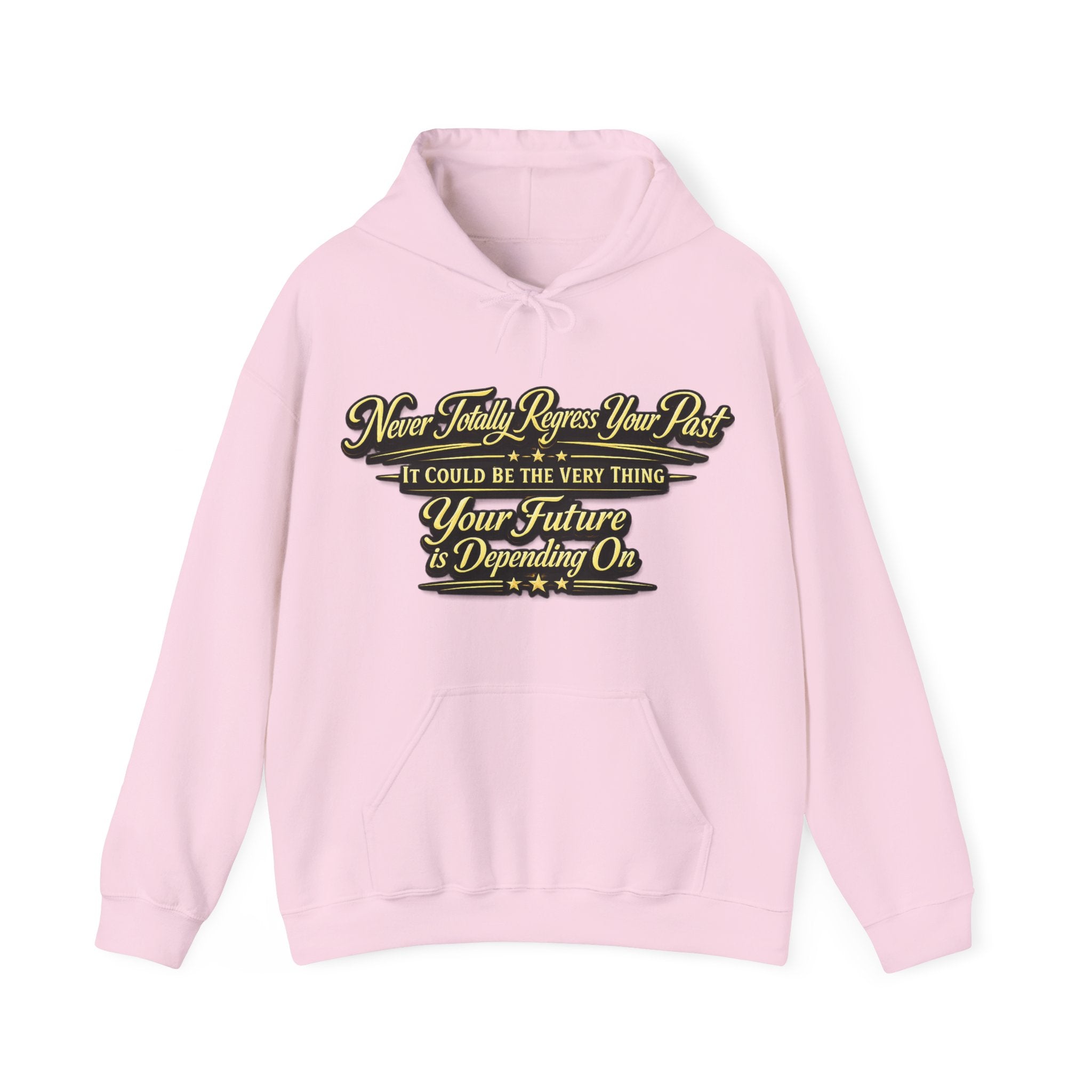 Inspirational Hoodie – “Never Letting Regret Your Past” Motivational City Night Sweatshirt Printify