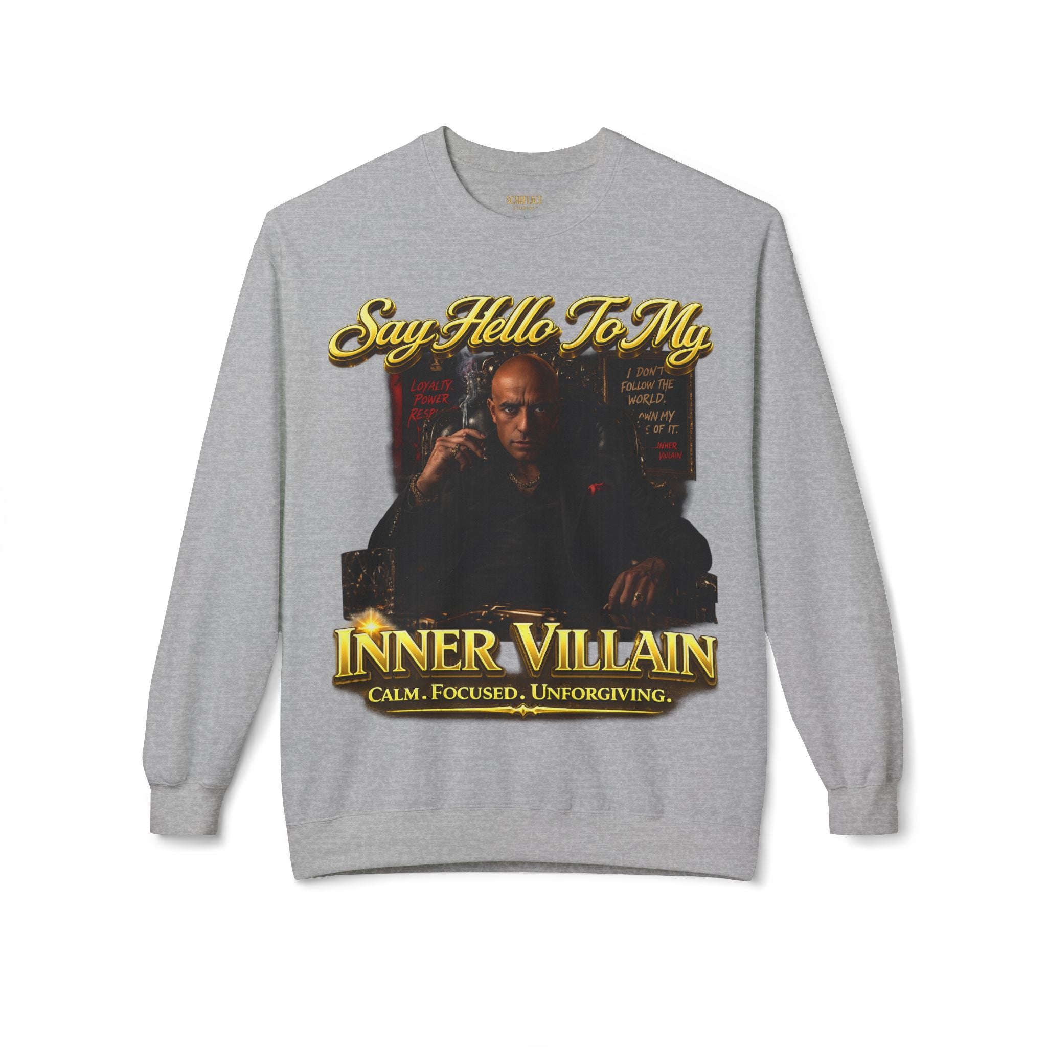 Inner Villain Crewneck Sweatshirt — "Say Hello To My Inner Villain" Graphic Printify