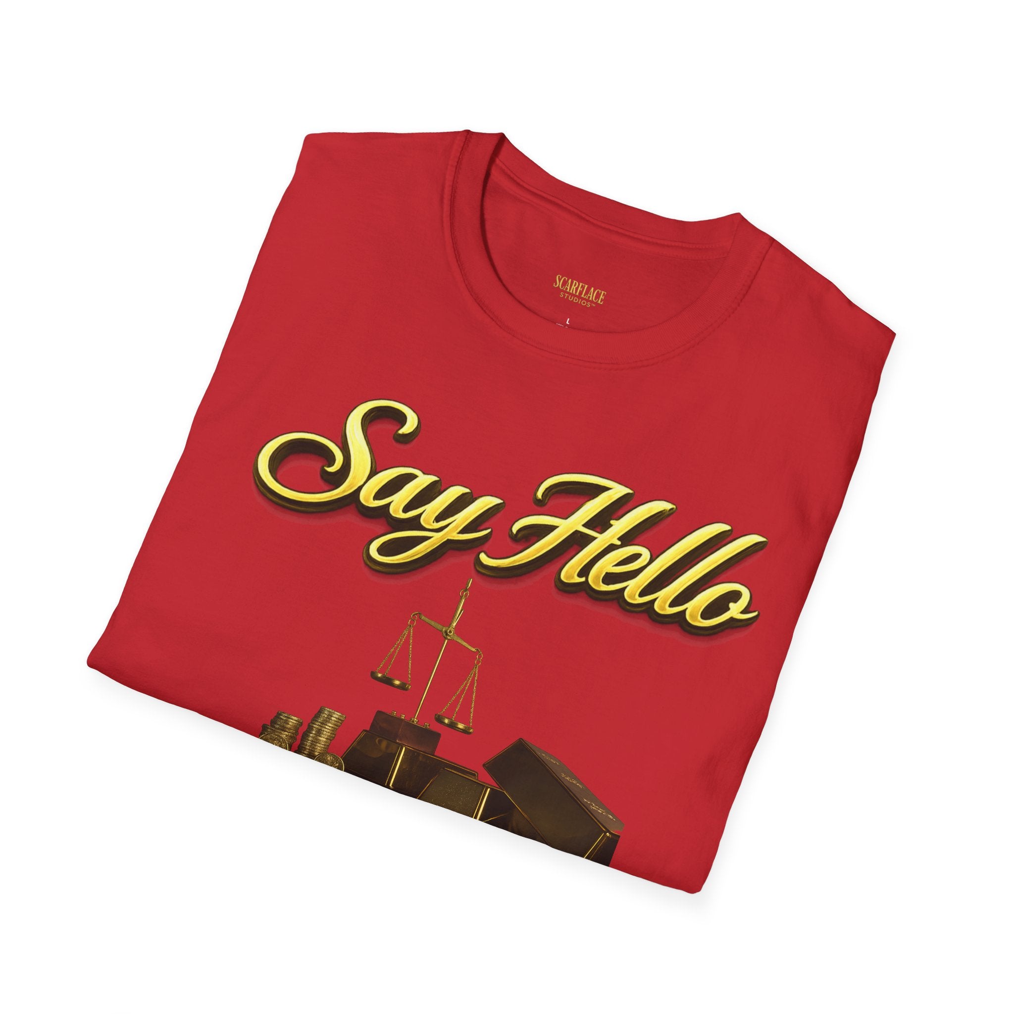 T-Shirt — "Say Hello" Money & Faith Graphic Tee (God's Way You Make Too Much Money) Printify