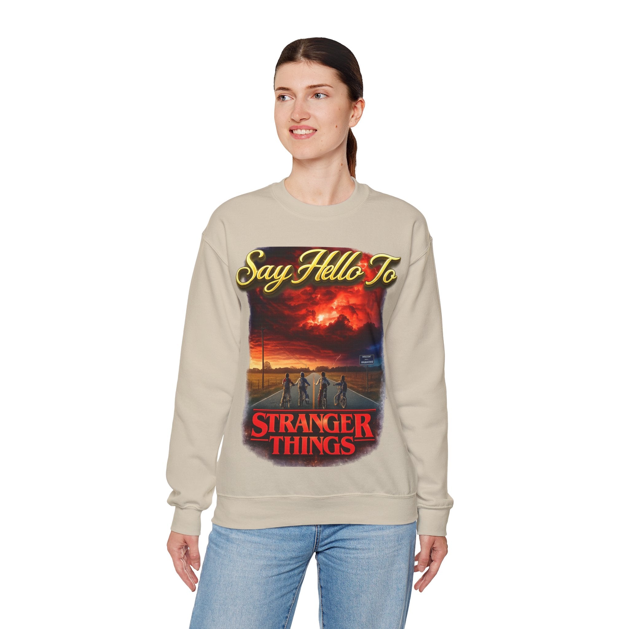 Stranger Things "Say Hello To" Crewneck Sweatshirt Printify