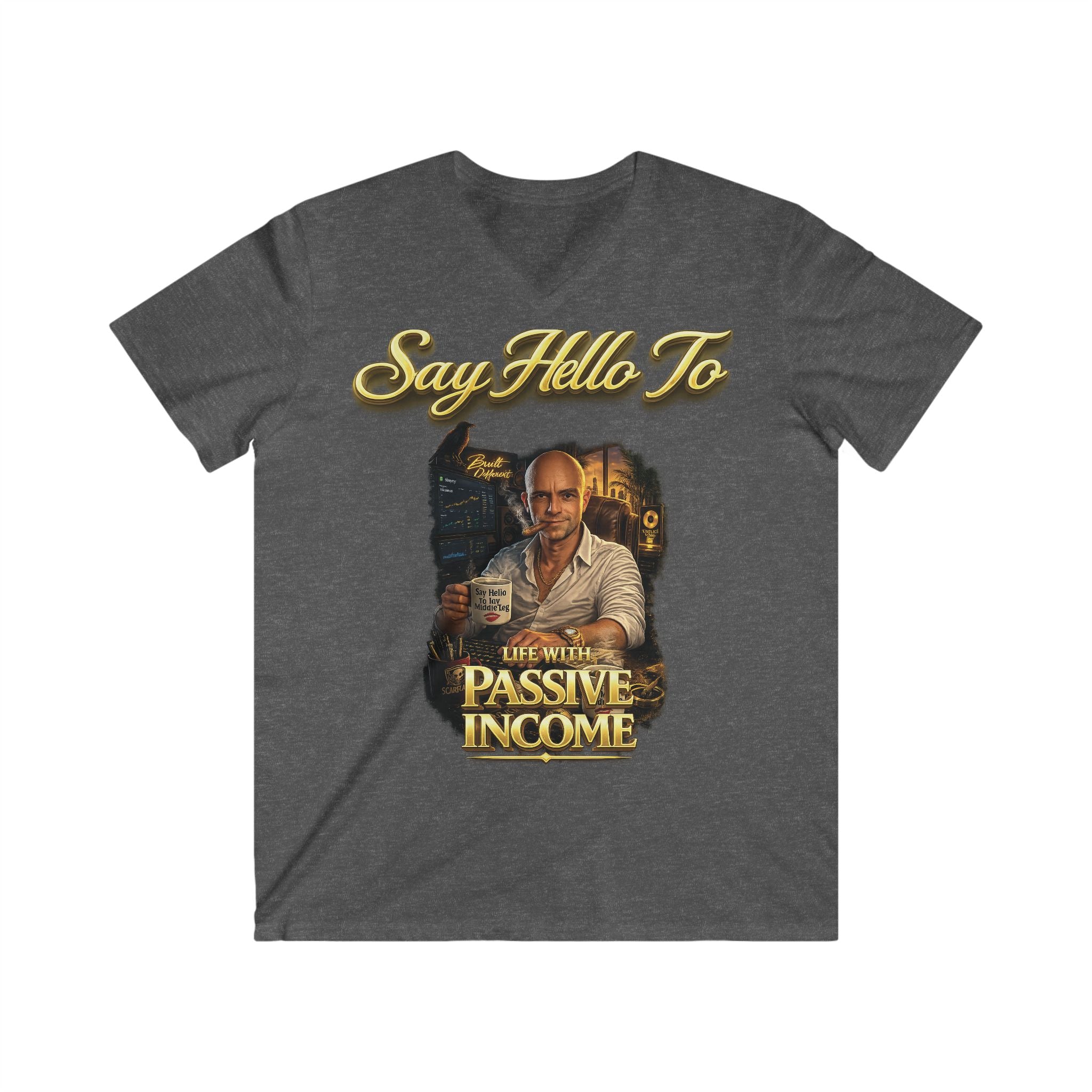 Life With Passive Income Vintage V-Neck Tee — Say Hello To (Men's Fitted) Printify