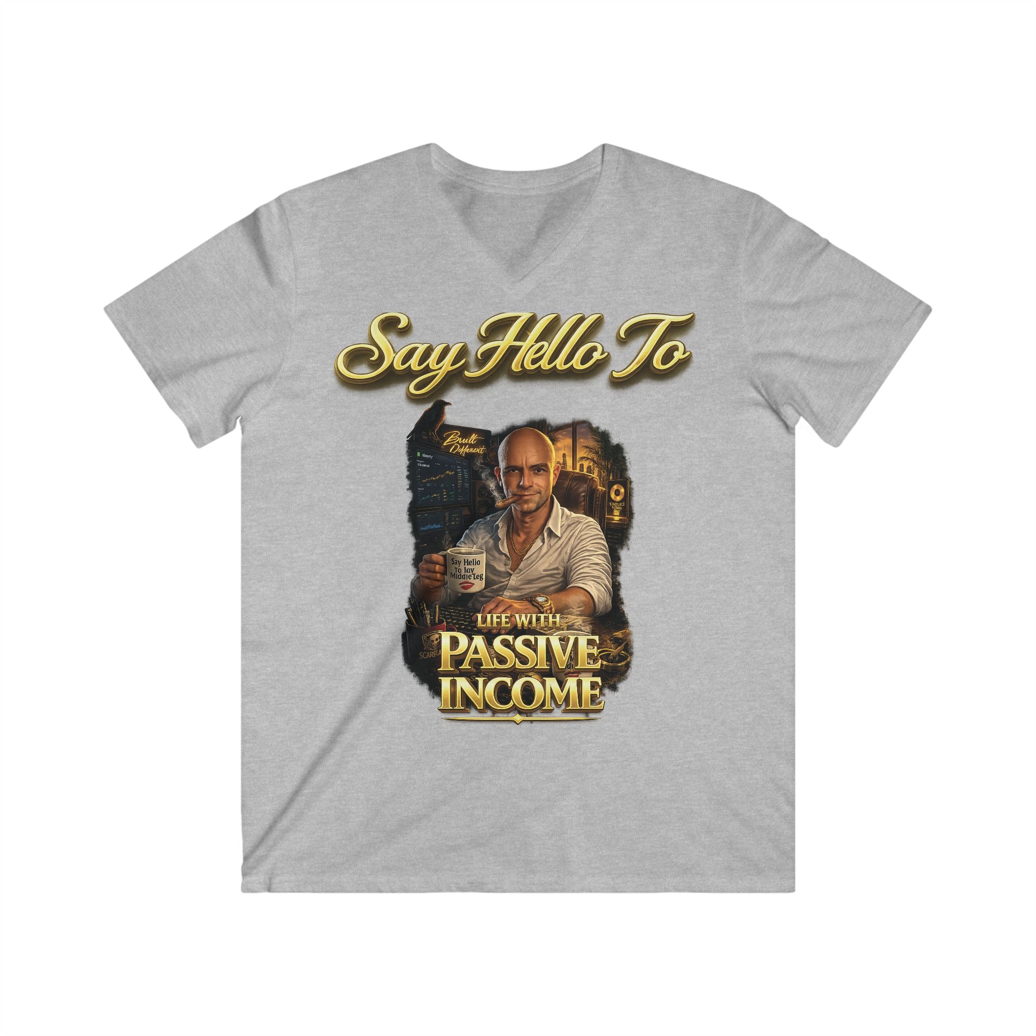 Life With Passive Income Vintage V-Neck Tee — Say Hello To (Men's Fitted) Printify