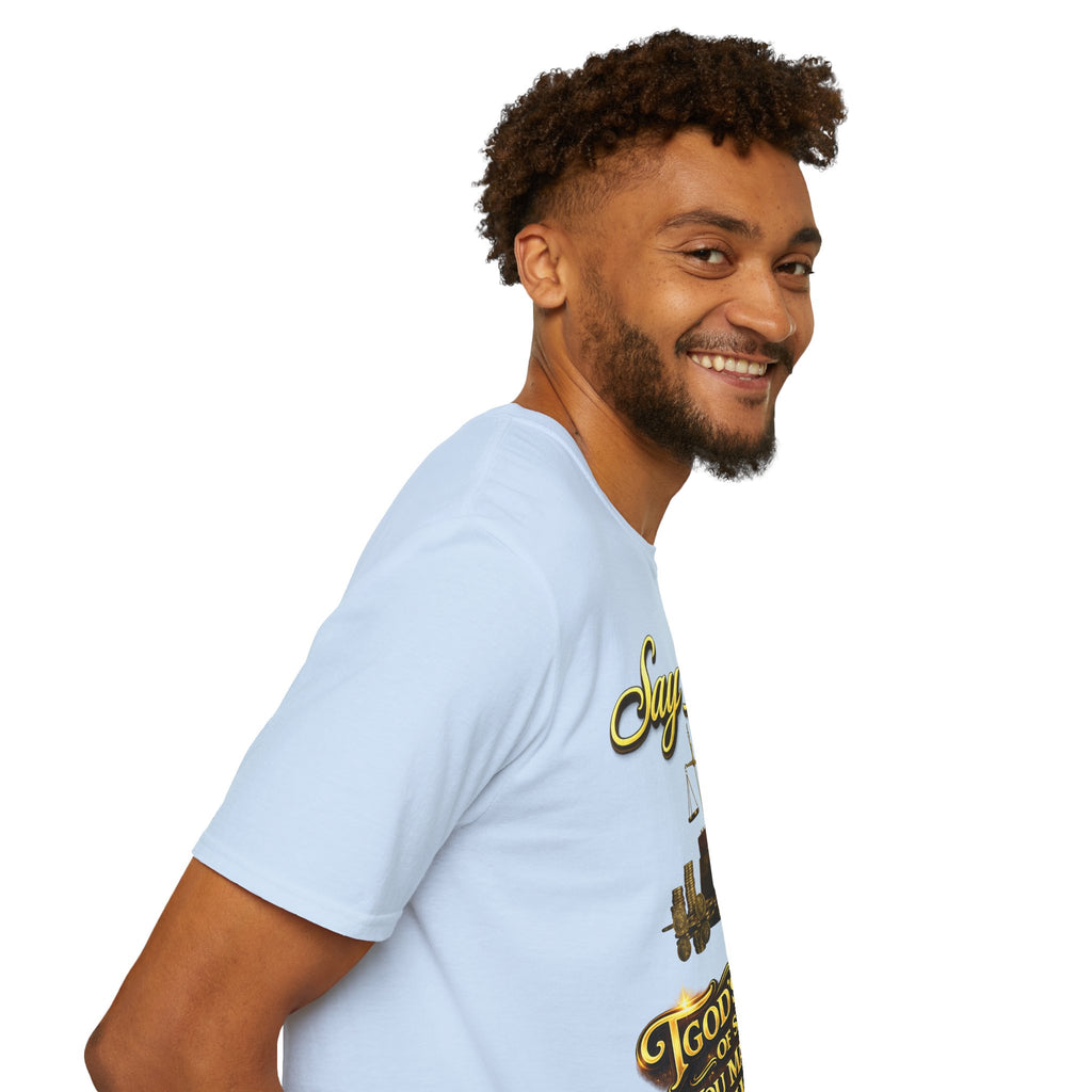 T-Shirt — "Say Hello" Money & Faith Graphic Tee (God's Way You Make Too Much Money) Printify