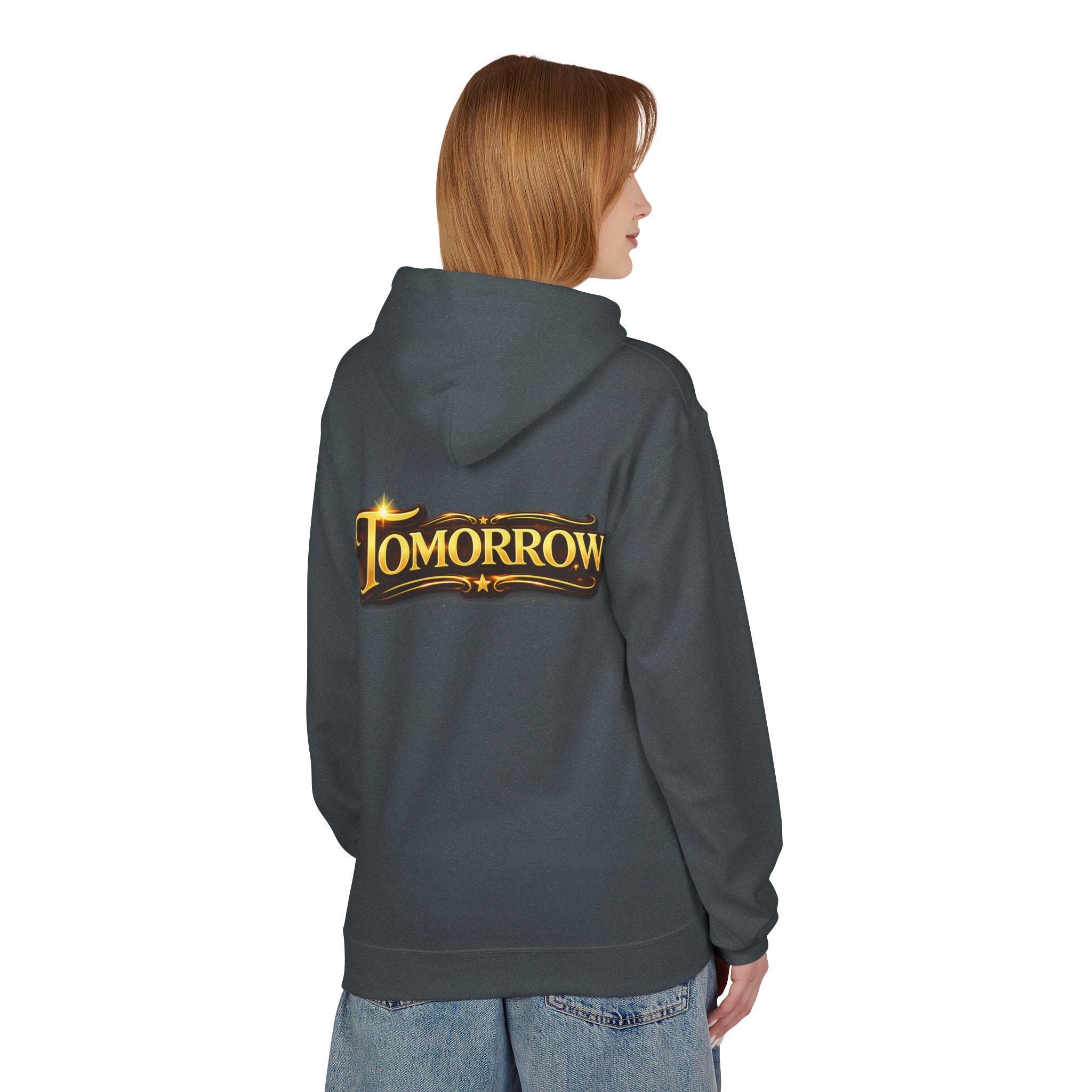 Tomorrow Hoodie — "What's Always Coming But Never Arrives?" Vintage Quote Hoodie Printify