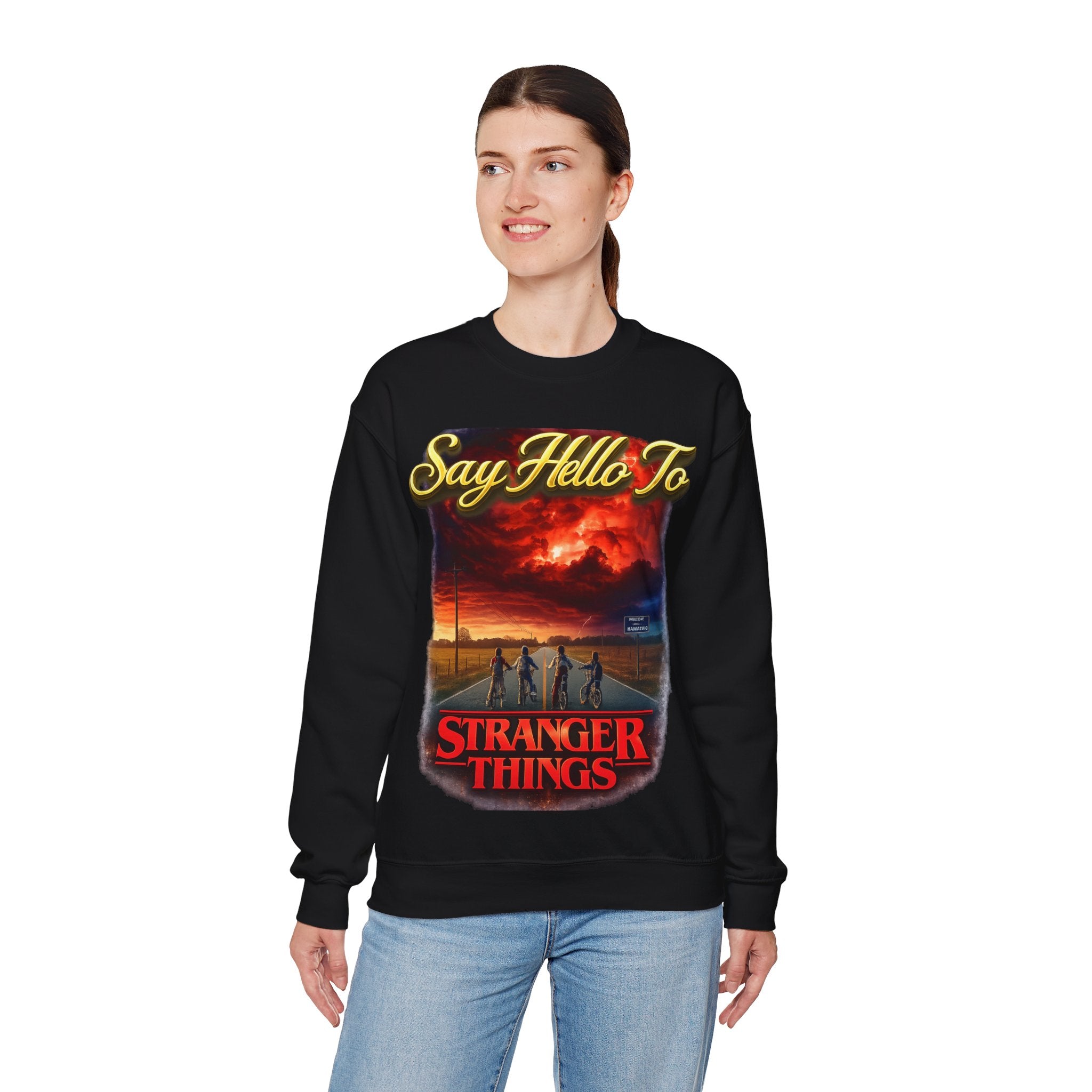 Stranger Things "Say Hello To" Crewneck Sweatshirt Printify