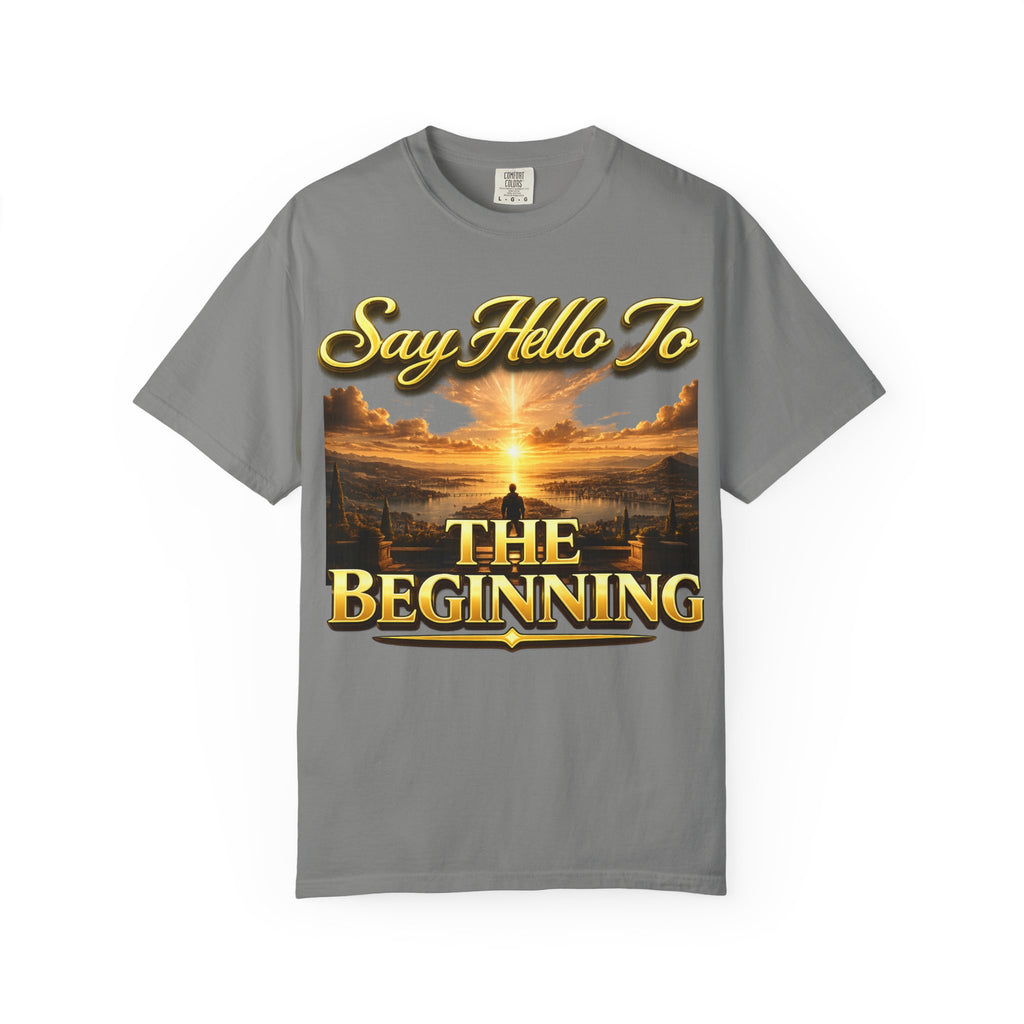 Inspirational 'Say Hello to The Beginning' Sunrise T-Shirt Printify