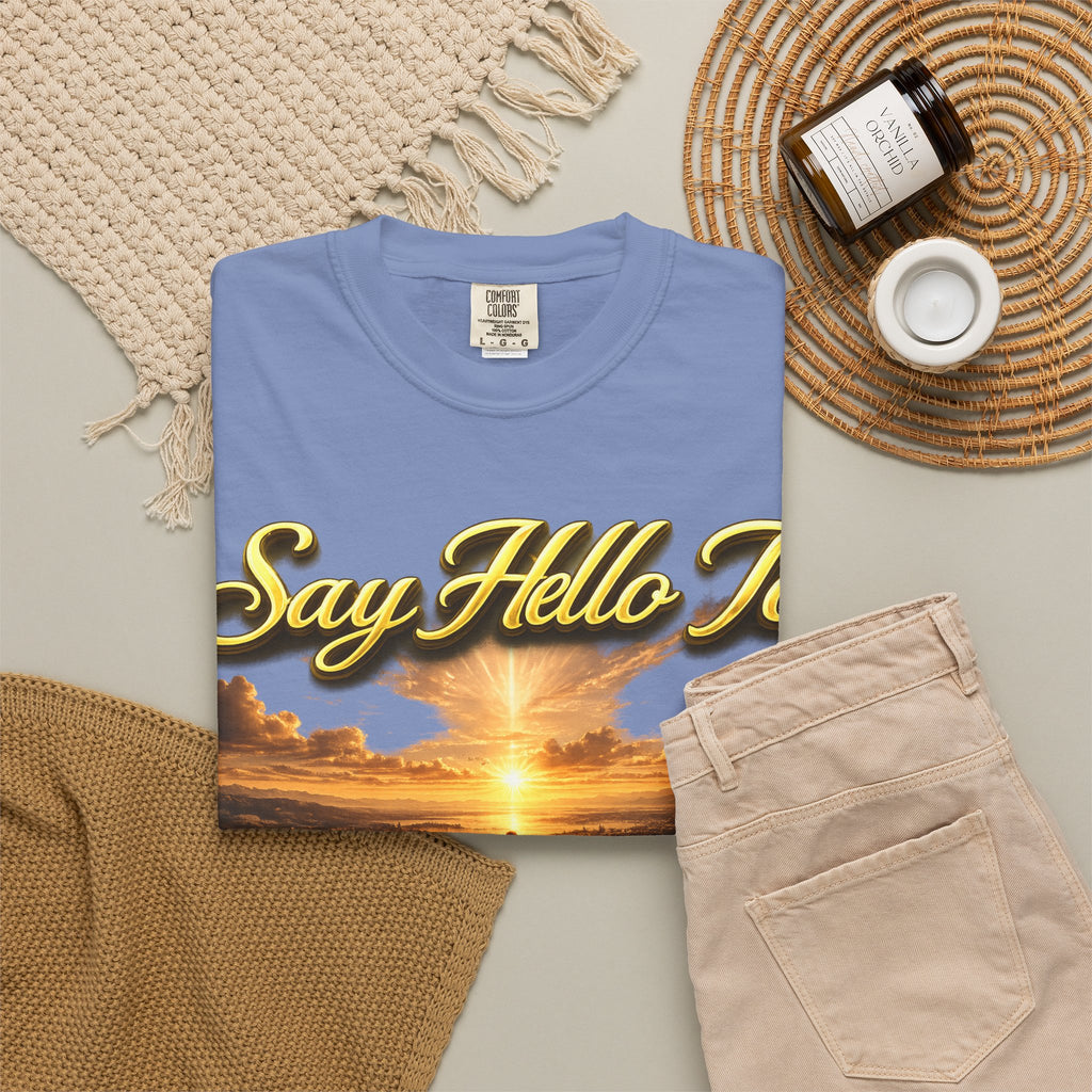 Inspirational 'Say Hello to The Beginning' Sunrise T-Shirt Printify