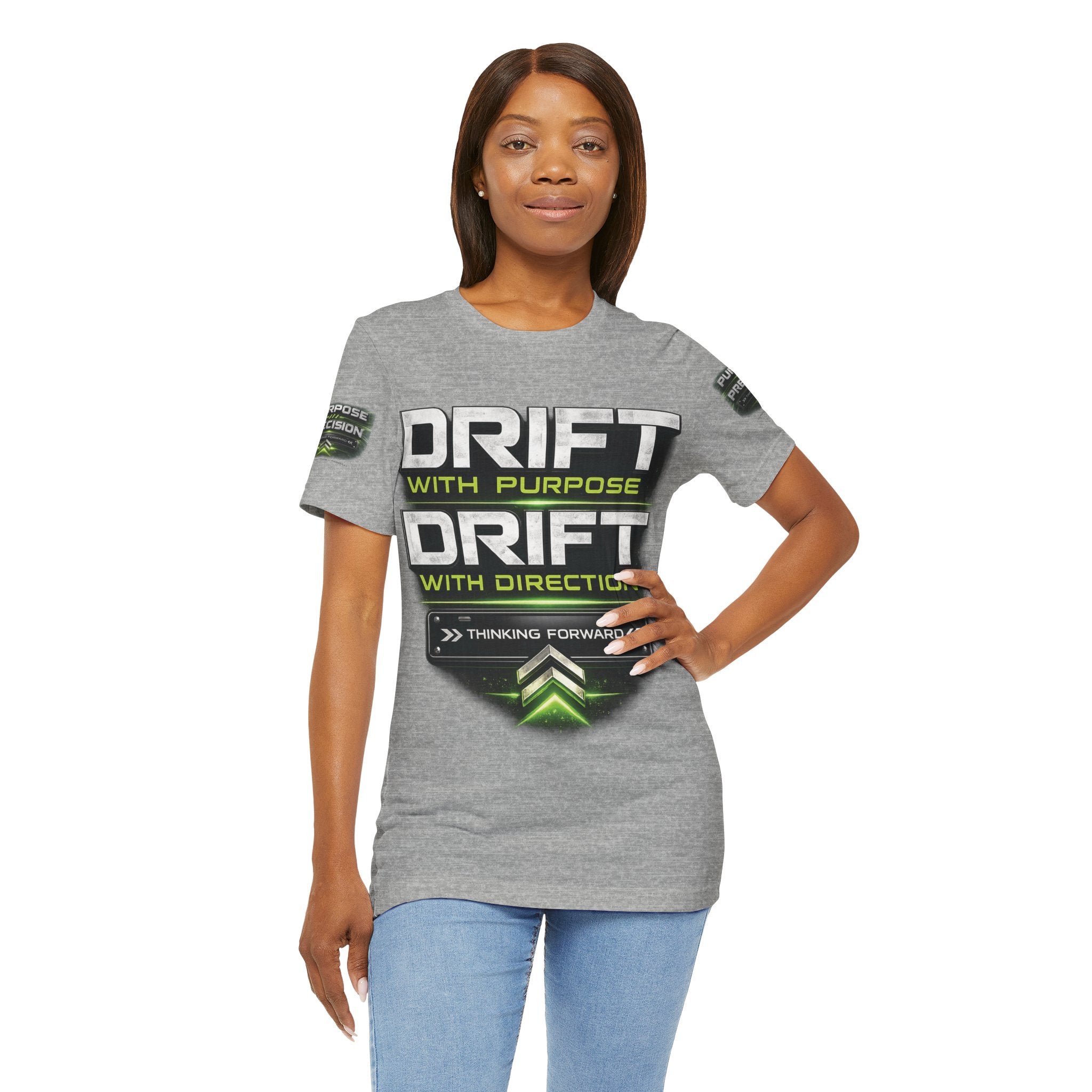 Drift With Direction Graphic Tee — 'Drift with Purpose / Thinking Forward' Racing T-Shirt Printify