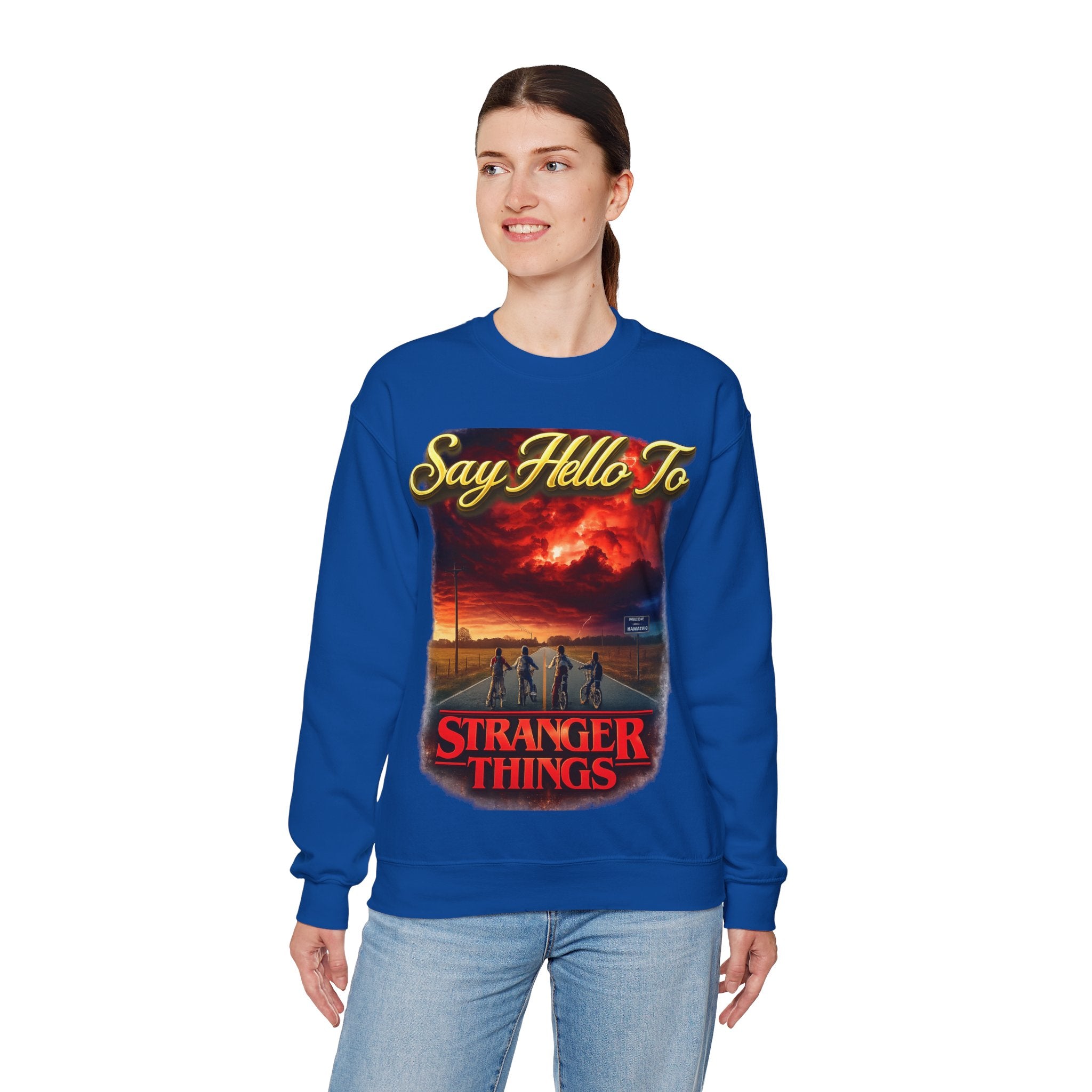 Stranger Things "Say Hello To" Crewneck Sweatshirt Printify