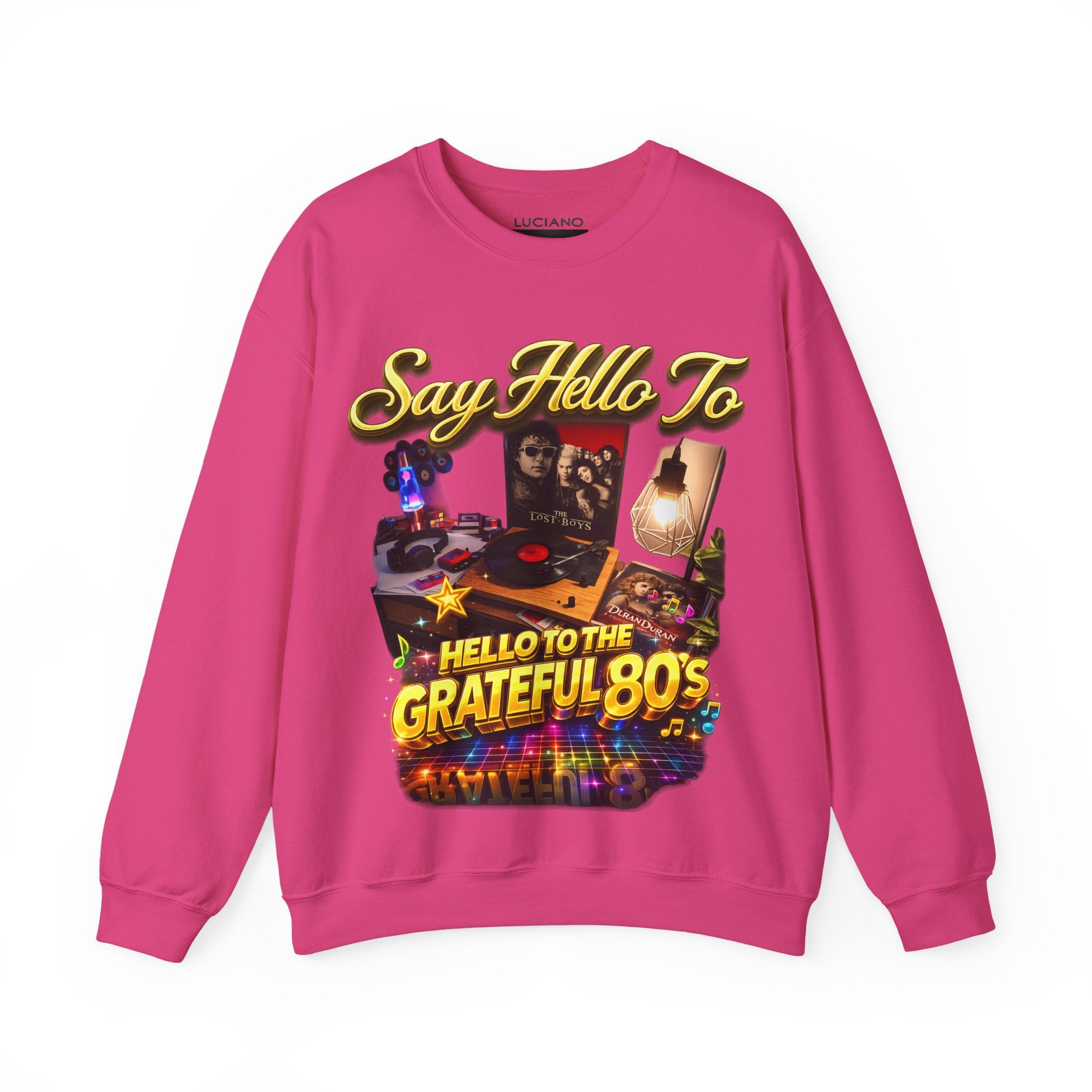 Grateful 80s Crewneck Sweatshirt — “say hello to the grateful 80's” Retro Vibe Printify