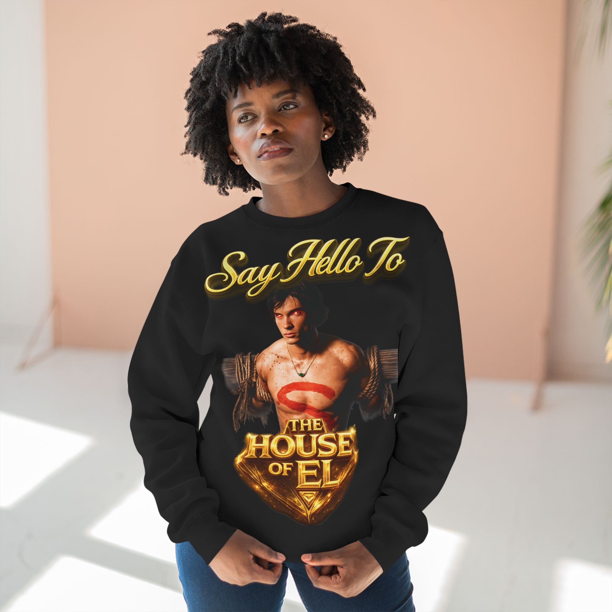 Say Hello To The House of El Sweatshirt – Retro Superman Inspired Crewneck Printify