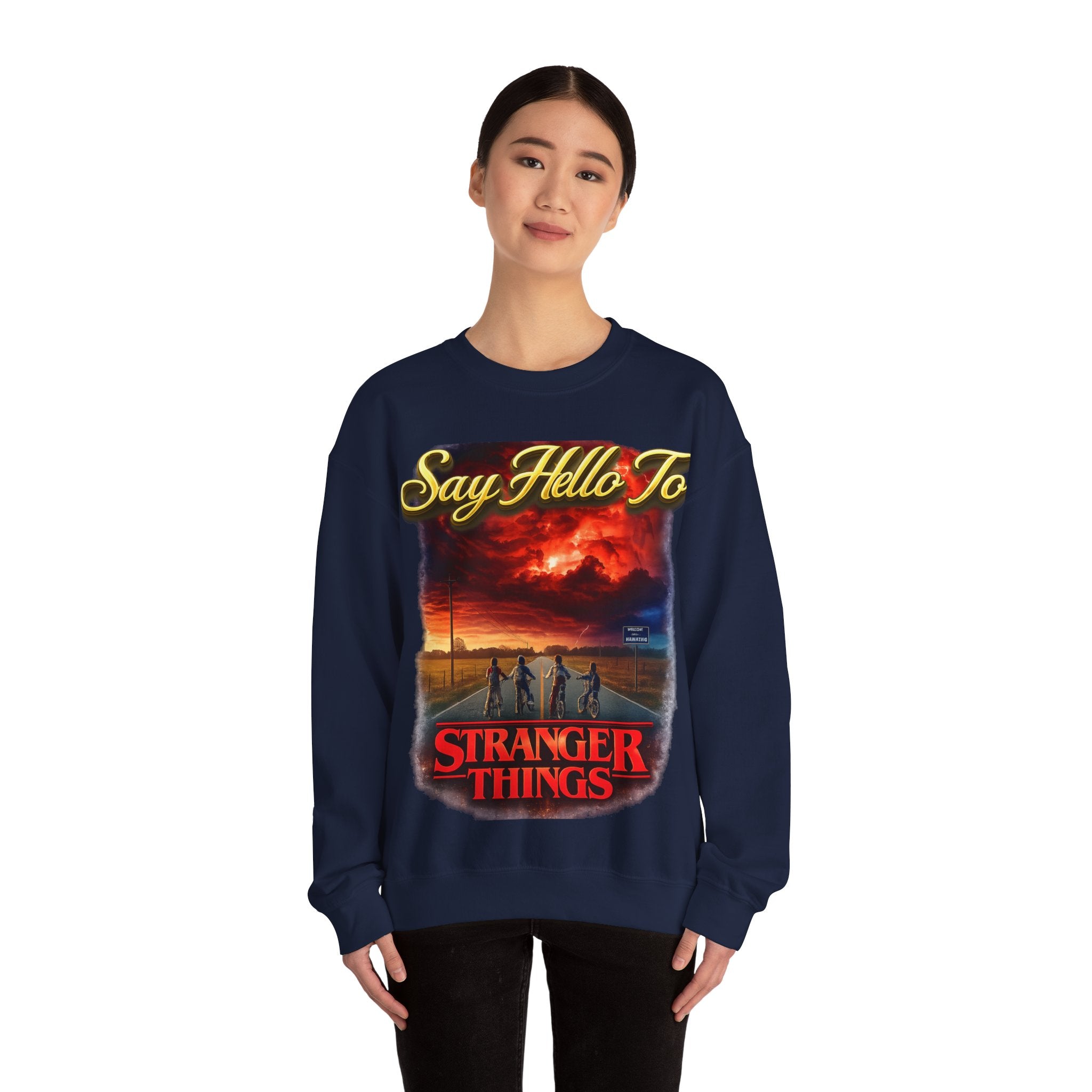 Stranger Things "Say Hello To" Crewneck Sweatshirt Printify