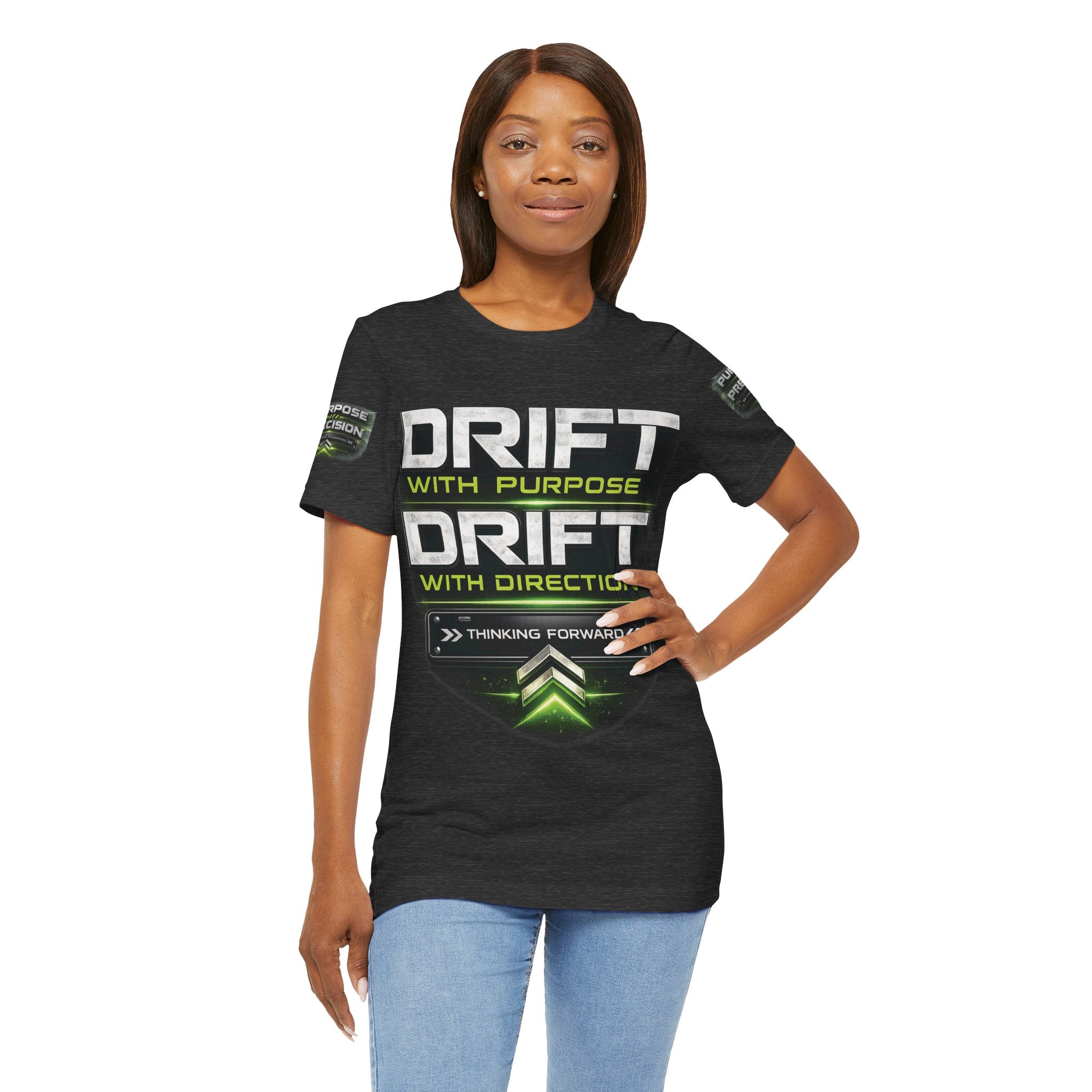 Drift With Direction Graphic Tee — 'Drift with Purpose / Thinking Forward' Racing T-Shirt Printify