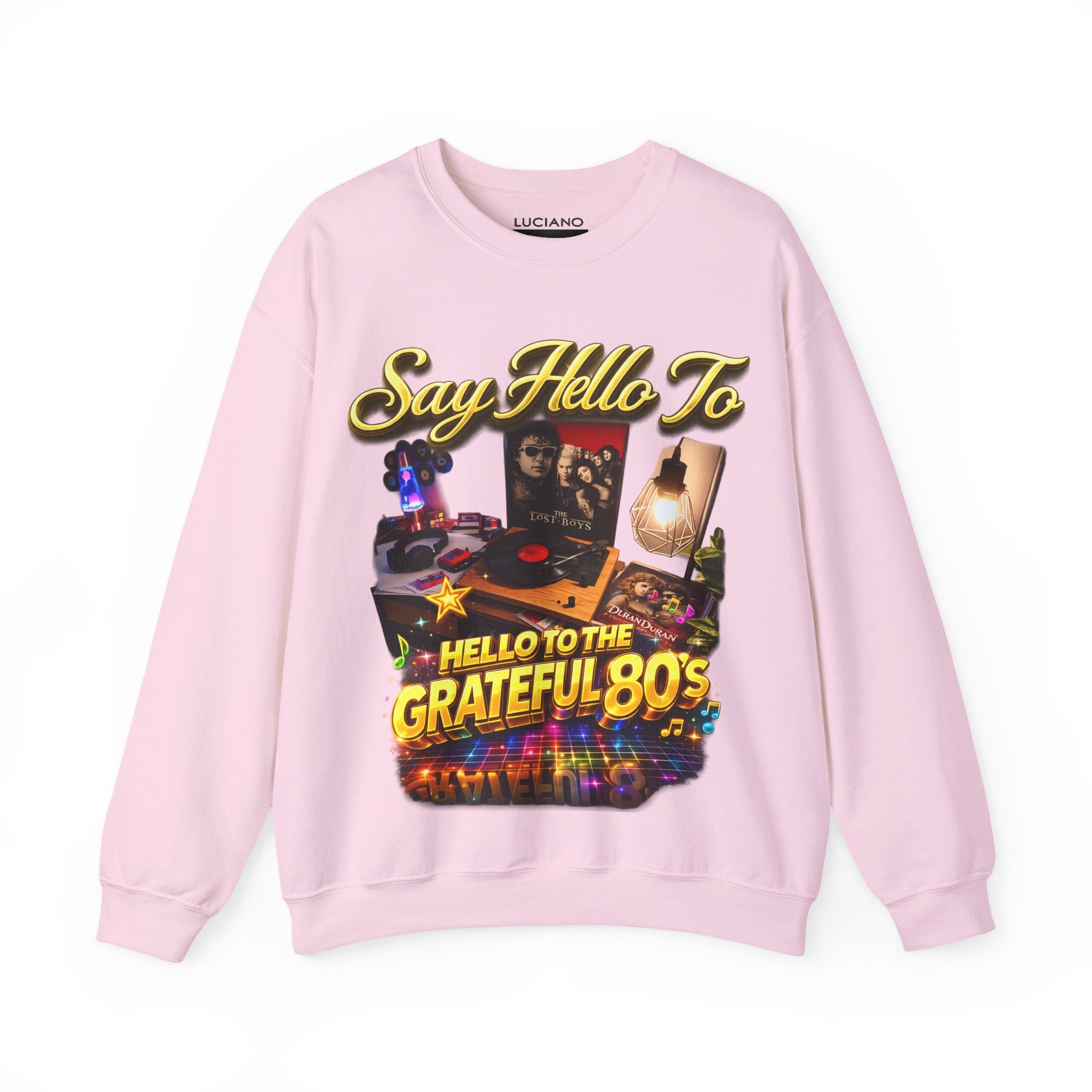 Grateful 80s Crewneck Sweatshirt — “say hello to the grateful 80's” Retro Vibe Printify