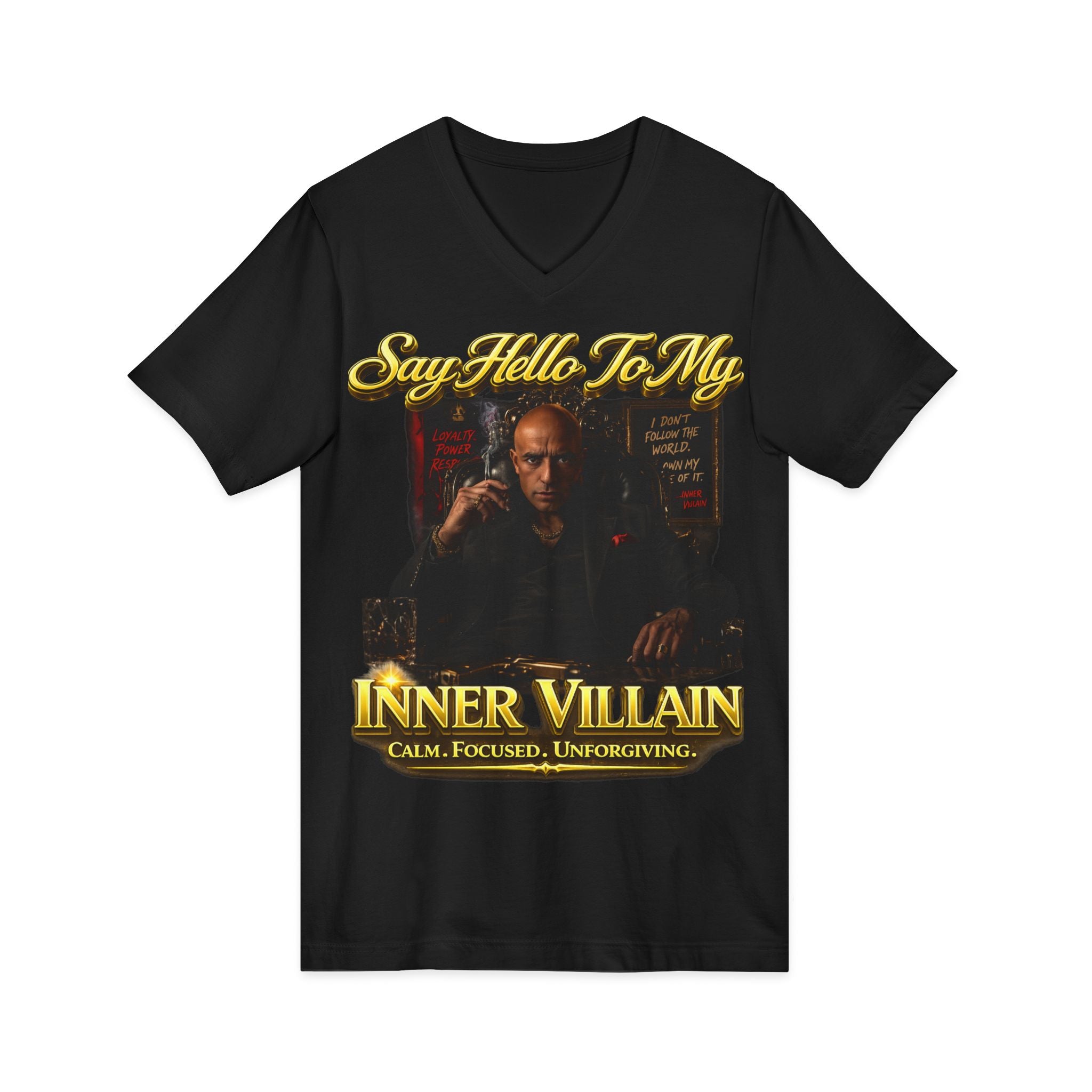 Inner Villain V‑Neck Tee – "Say Hello To Inner Villain" Graphic Shirt Printify