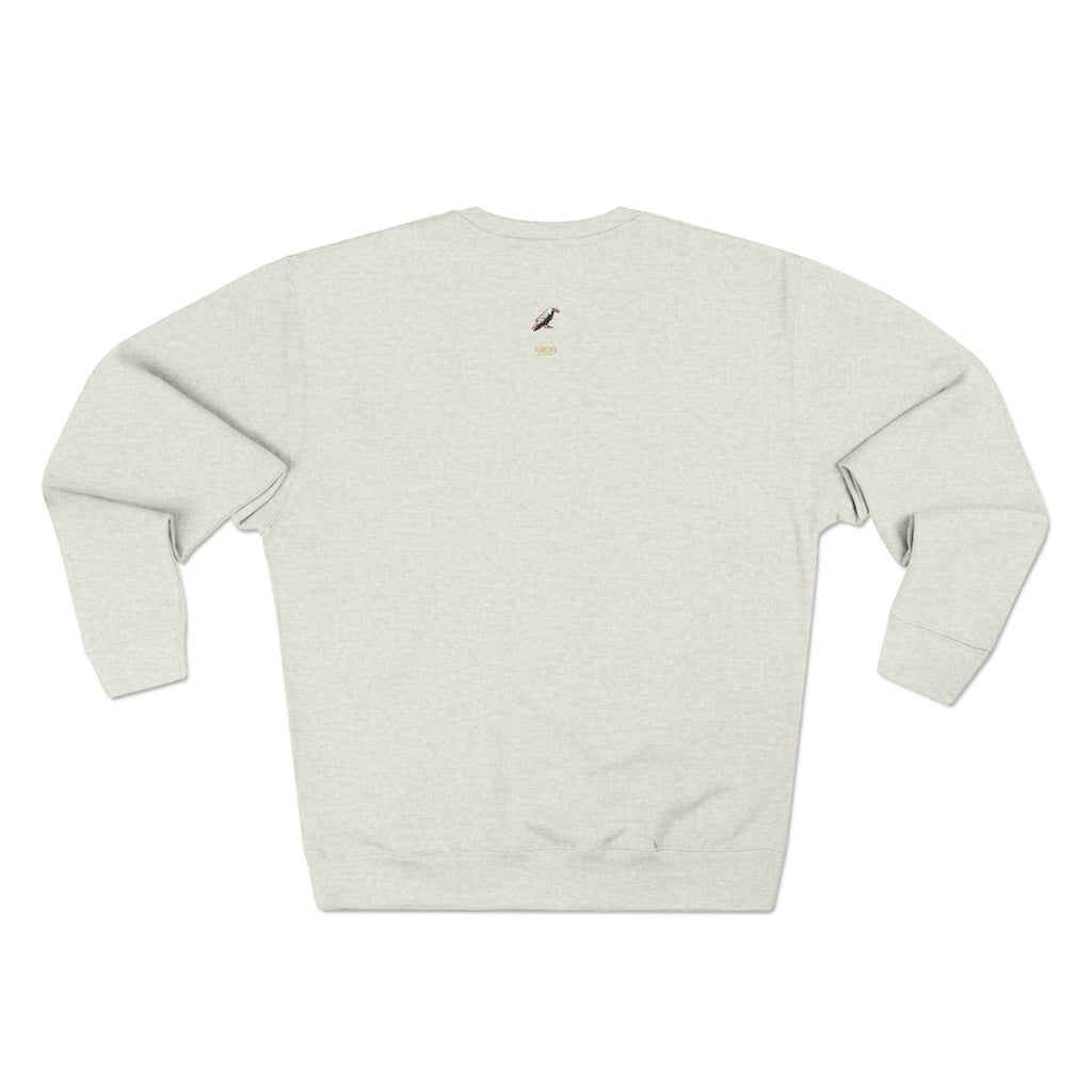 Crewneck Sweatshirt — "Say Hello to My Next Level" Golden Sci‑Fi City Graphic Printify