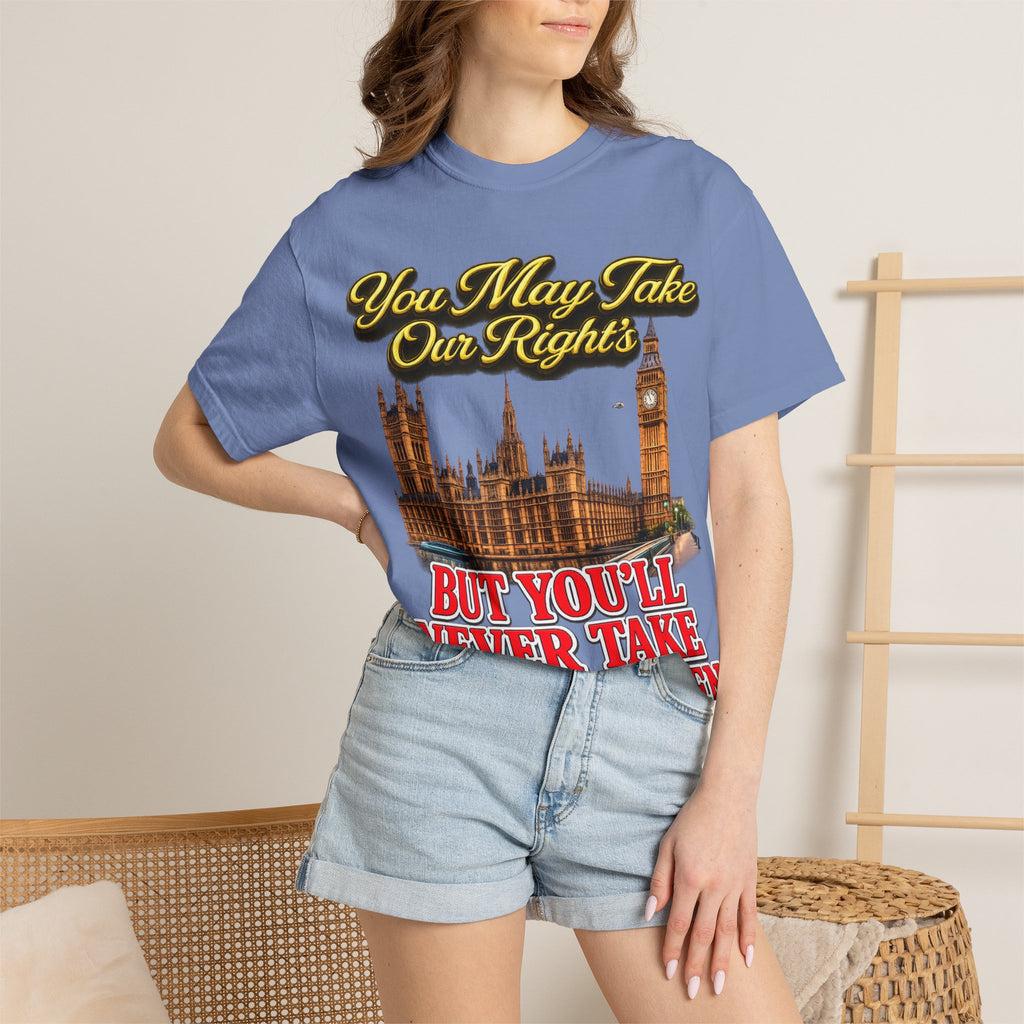 T-Shirt — "You May Take Our Rights But You'll Never Take Our Children" London Parliament Graphic Printify