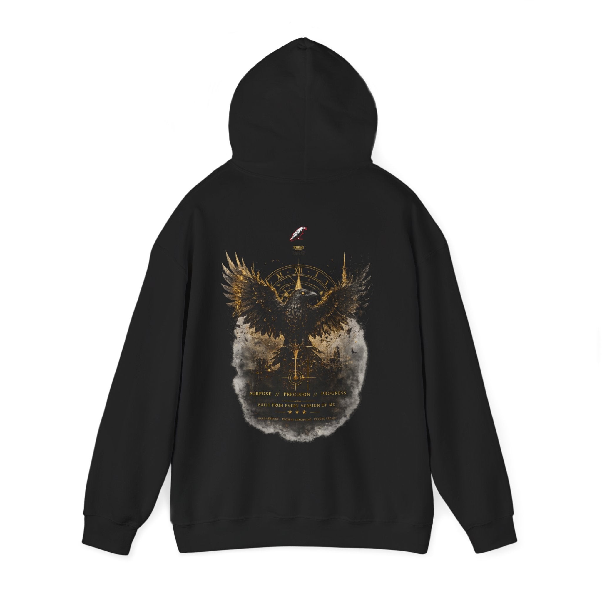 Inspirational Hoodie – “Never Letting Regret Your Past” Motivational City Night Sweatshirt Printify